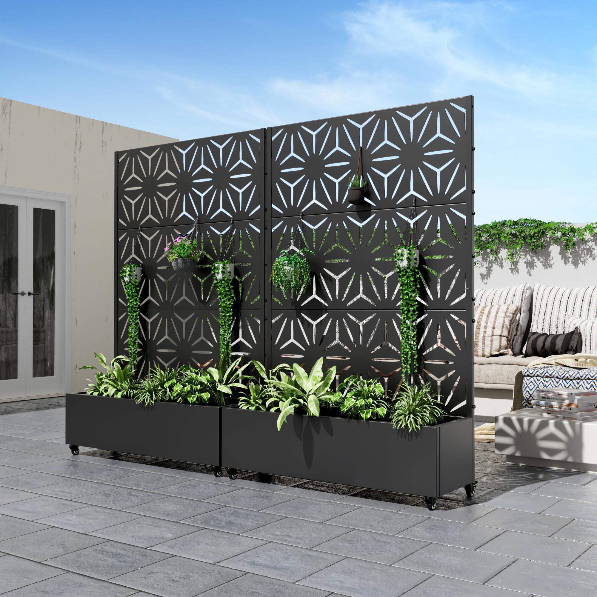 Dovelina Tranquilbreeze Outdoor Trellis With Planter Box In Star Pattern, , large