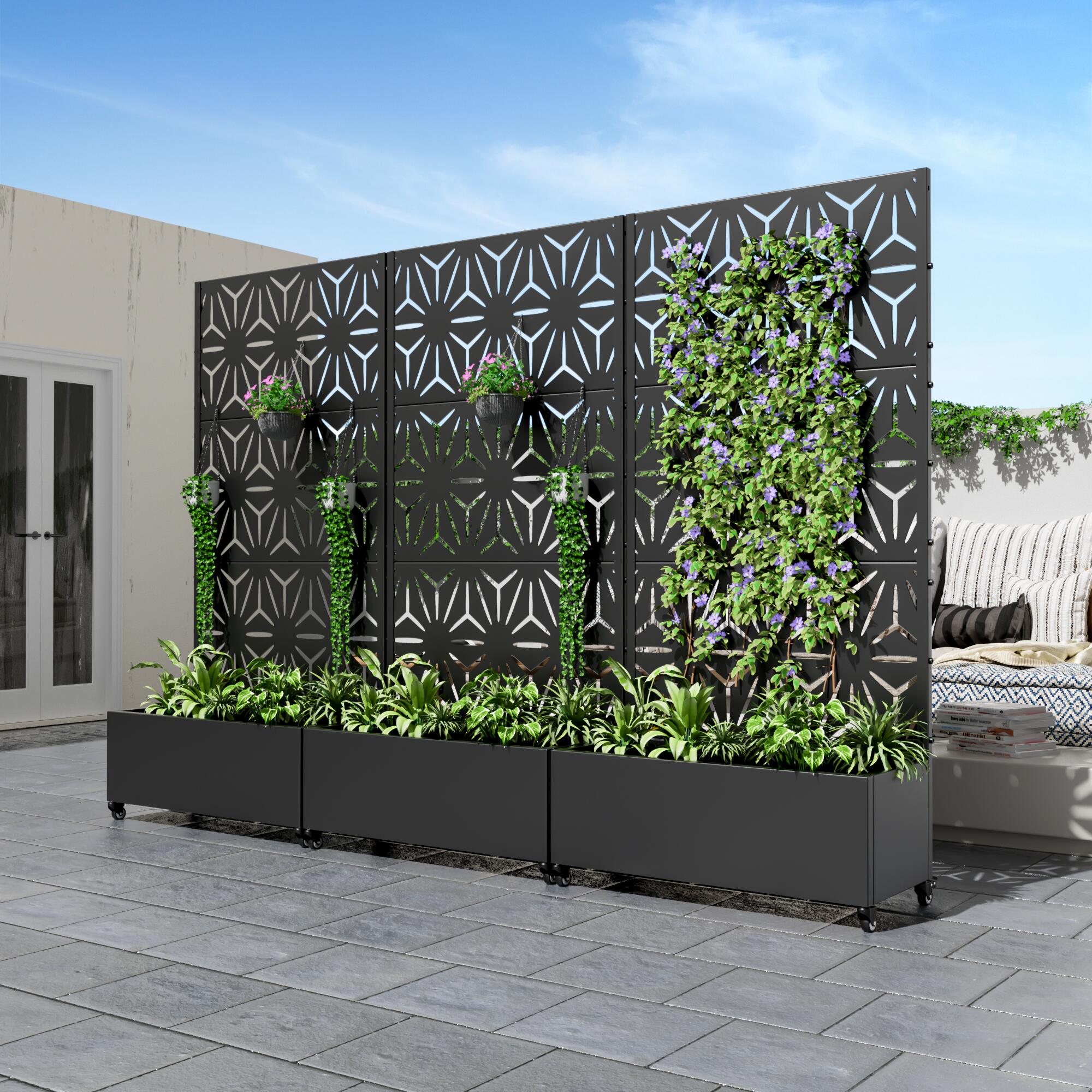 Dovelina Tranquilbreeze Outdoor Trellis With Planter Box In Star Pattern, , large