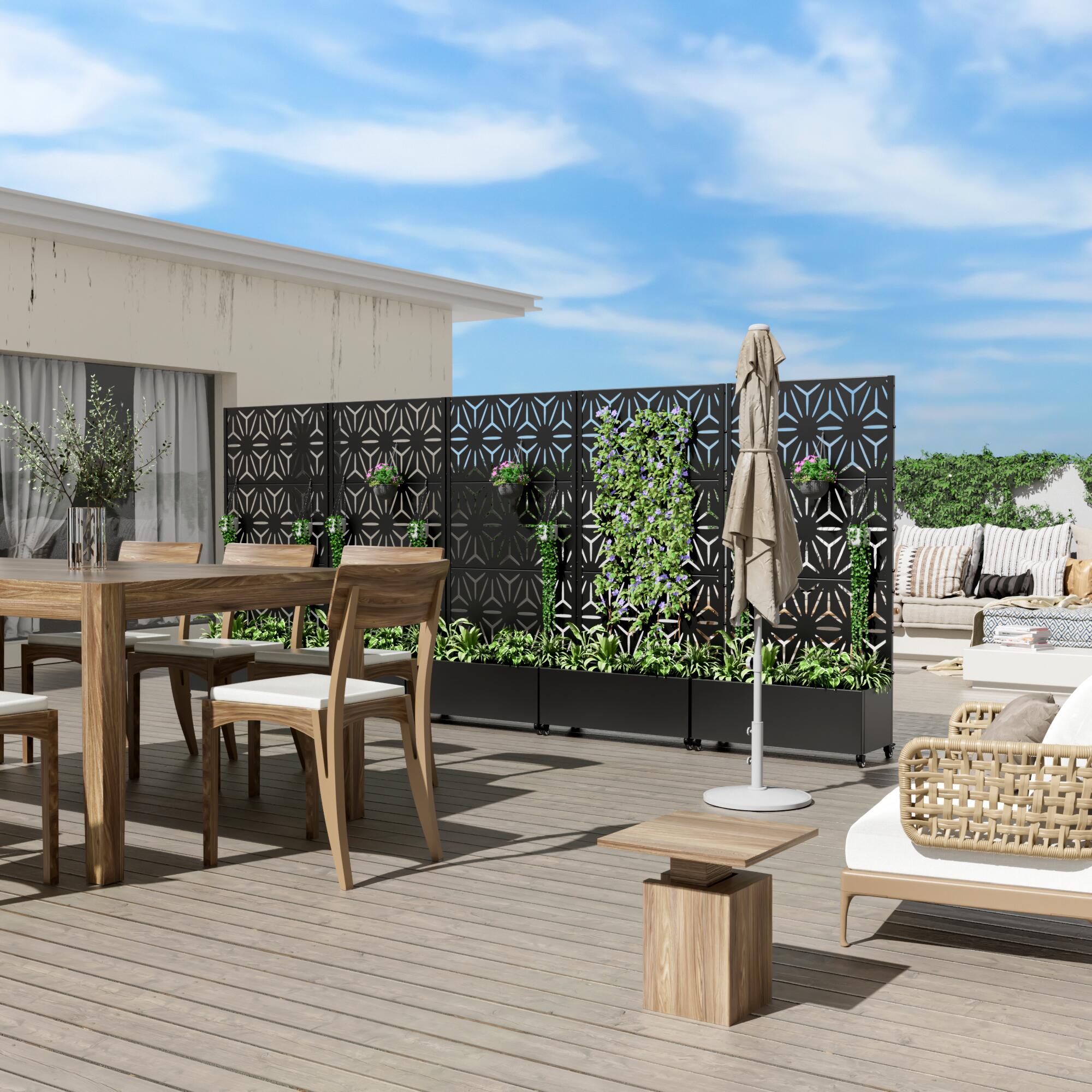 Dovelina Tranquilbreeze Outdoor Trellis With Planter Box In Star Pattern, , large