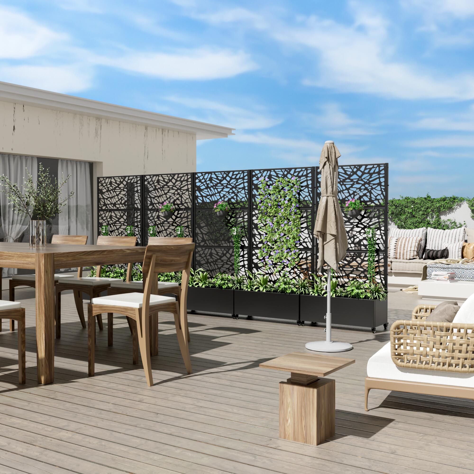 Dovelina Tranquilbreeze Outdoor Trellis With Planter Box In Web Pattern, , large