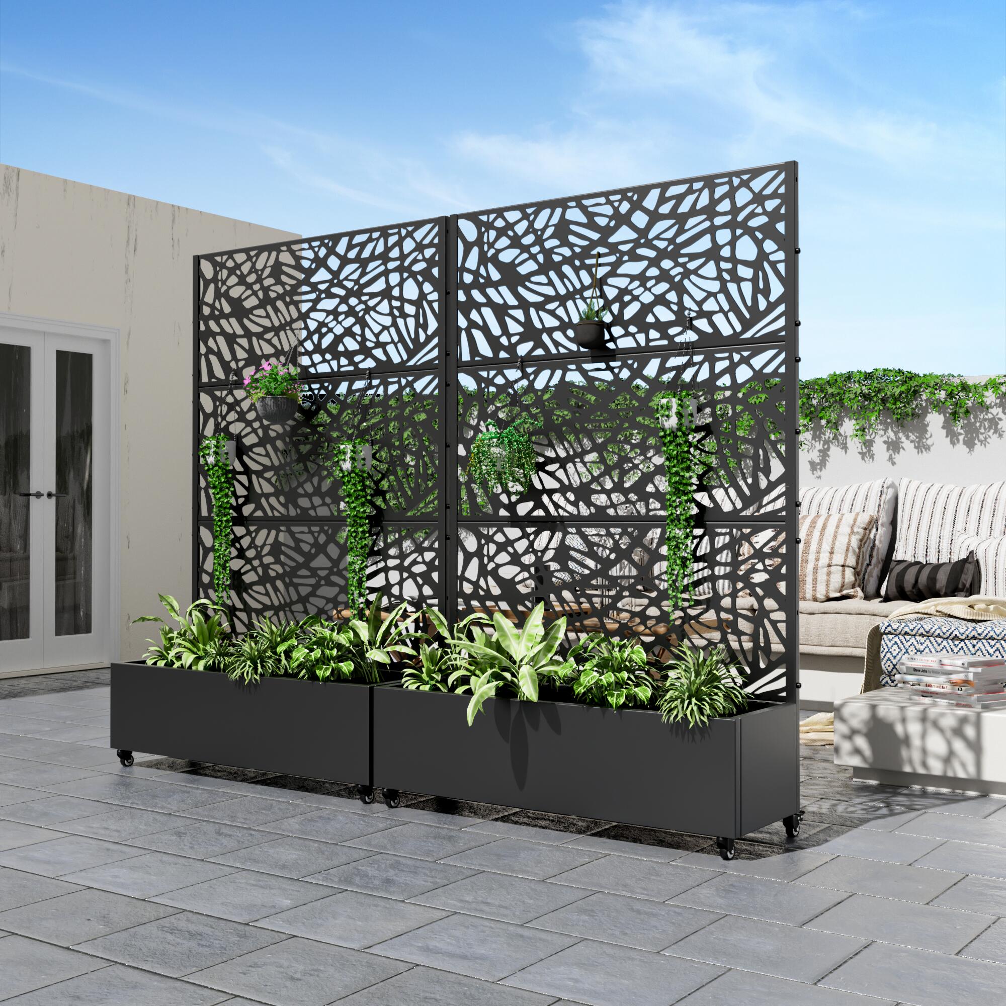 Dovelina Tranquilbreeze Outdoor Trellis With Planter Box In Web Pattern, , large