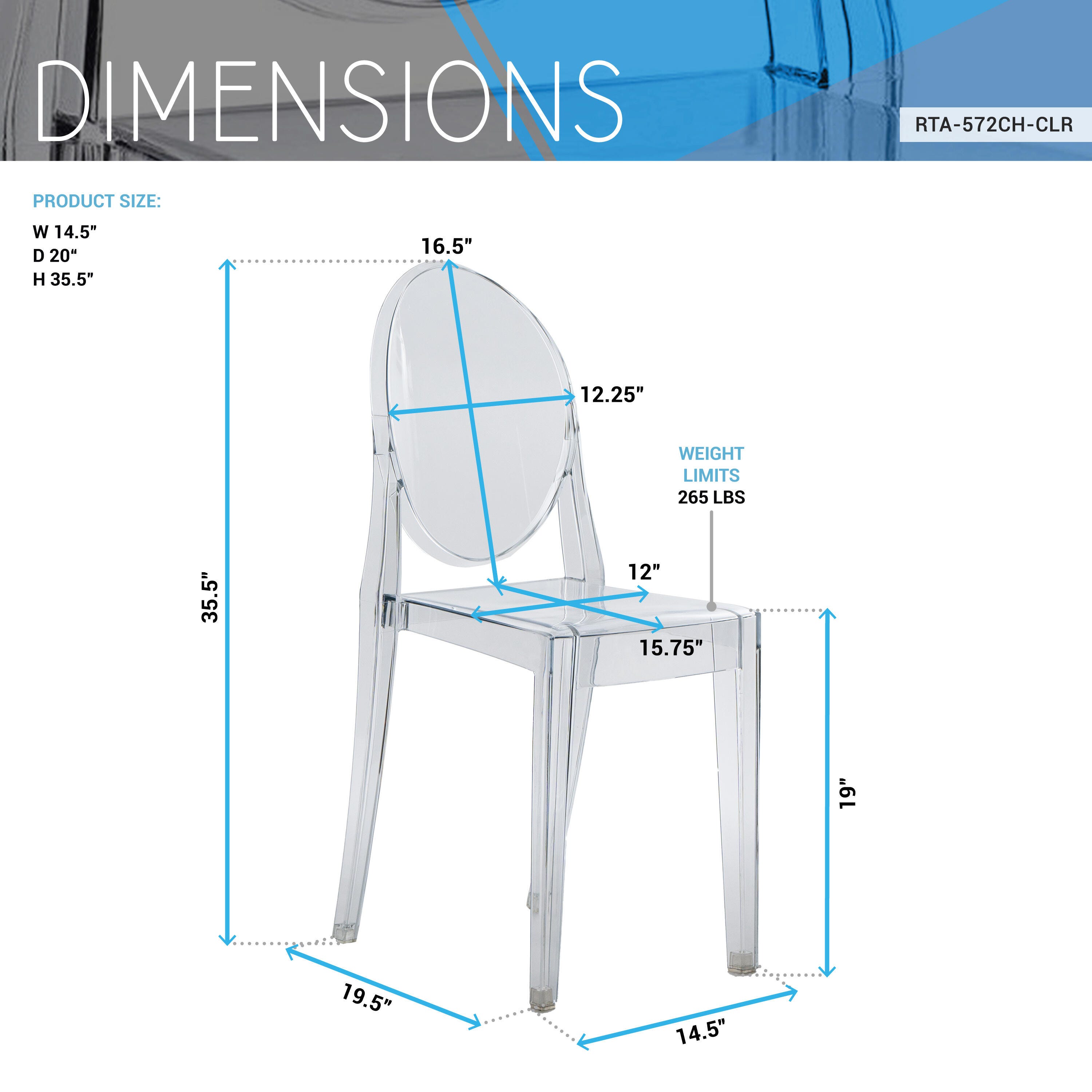 Techni Home Ghost Stackable Outdoor Dining Chairs (Set of 4), , large