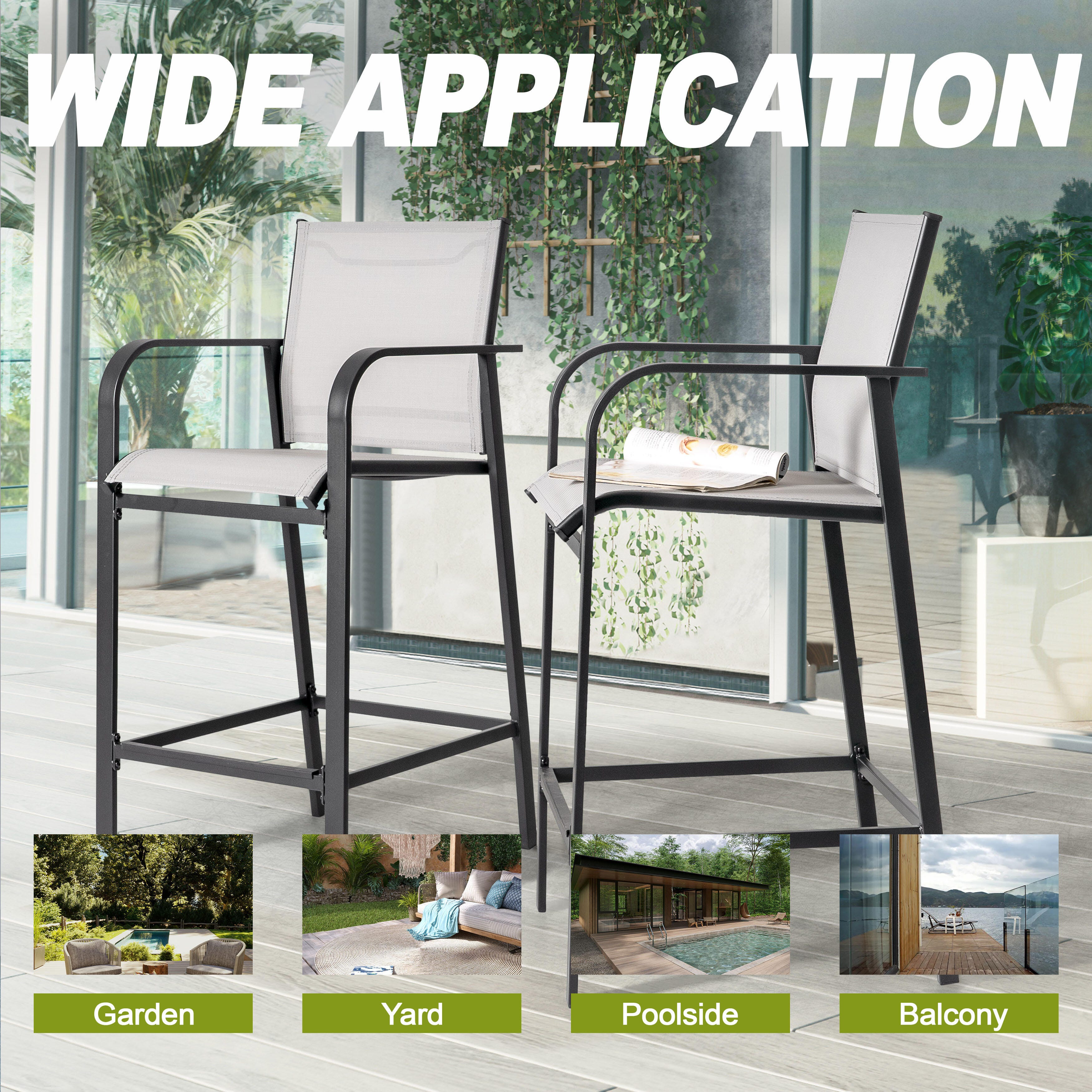 Nuu Garden Outdoor Bar Stools (Set of 2), , large