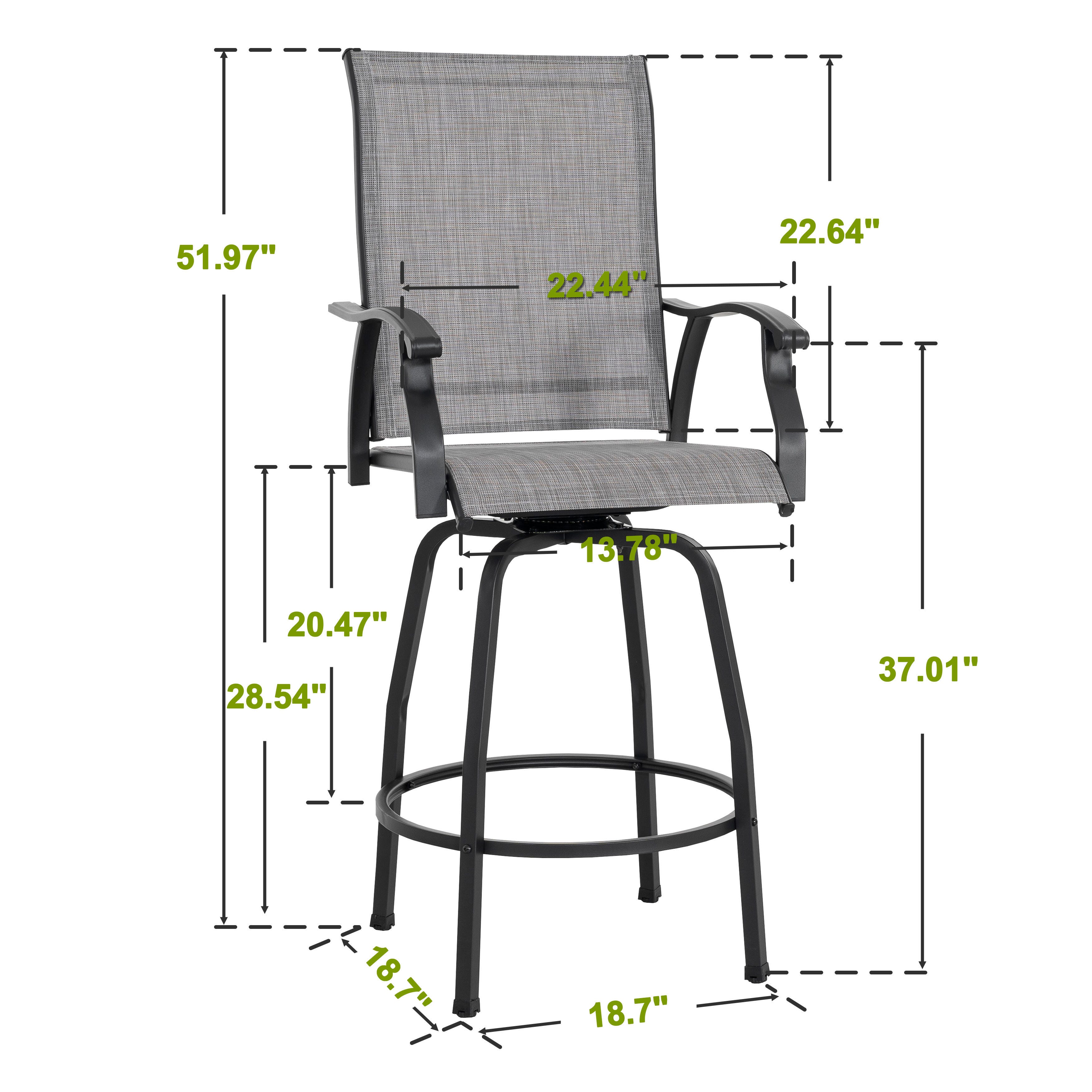 Nuu Garden Outdoor Textilene Bar Stools (Set of 2), , large