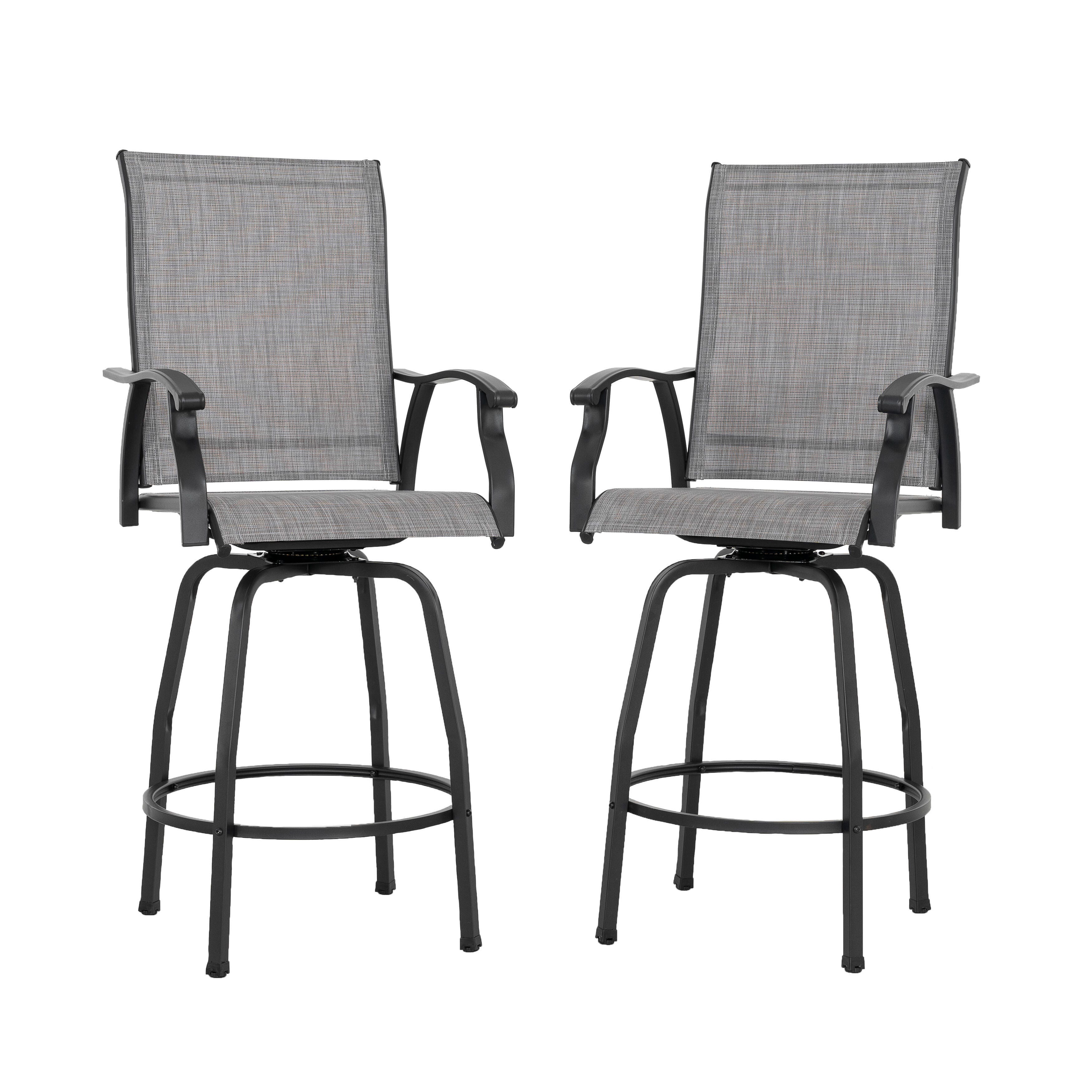 Nuu Garden Outdoor Textilene Bar Stools (Set of 2), , large