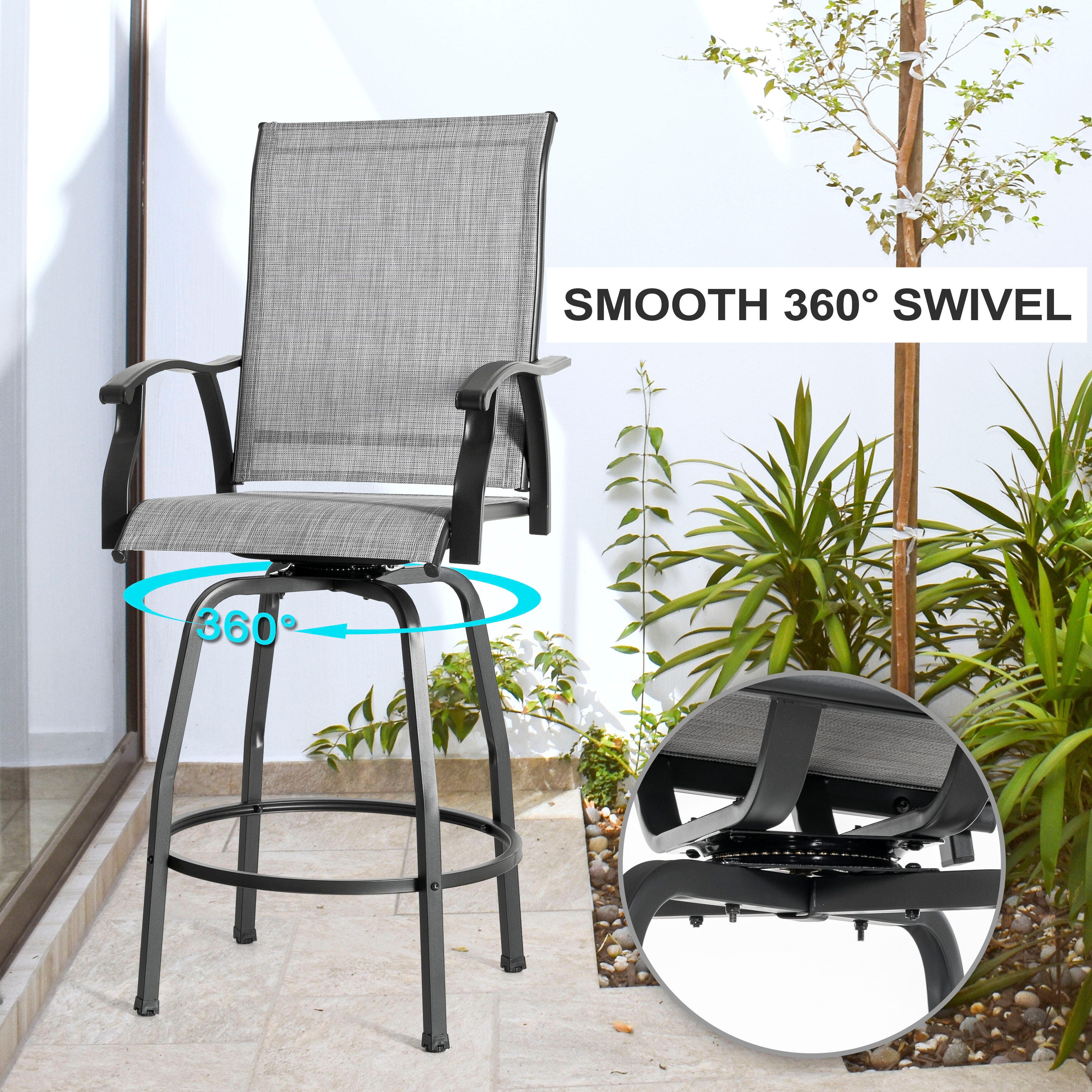 Nuu Garden Outdoor Textilene Bar Stools (Set of 2), , large