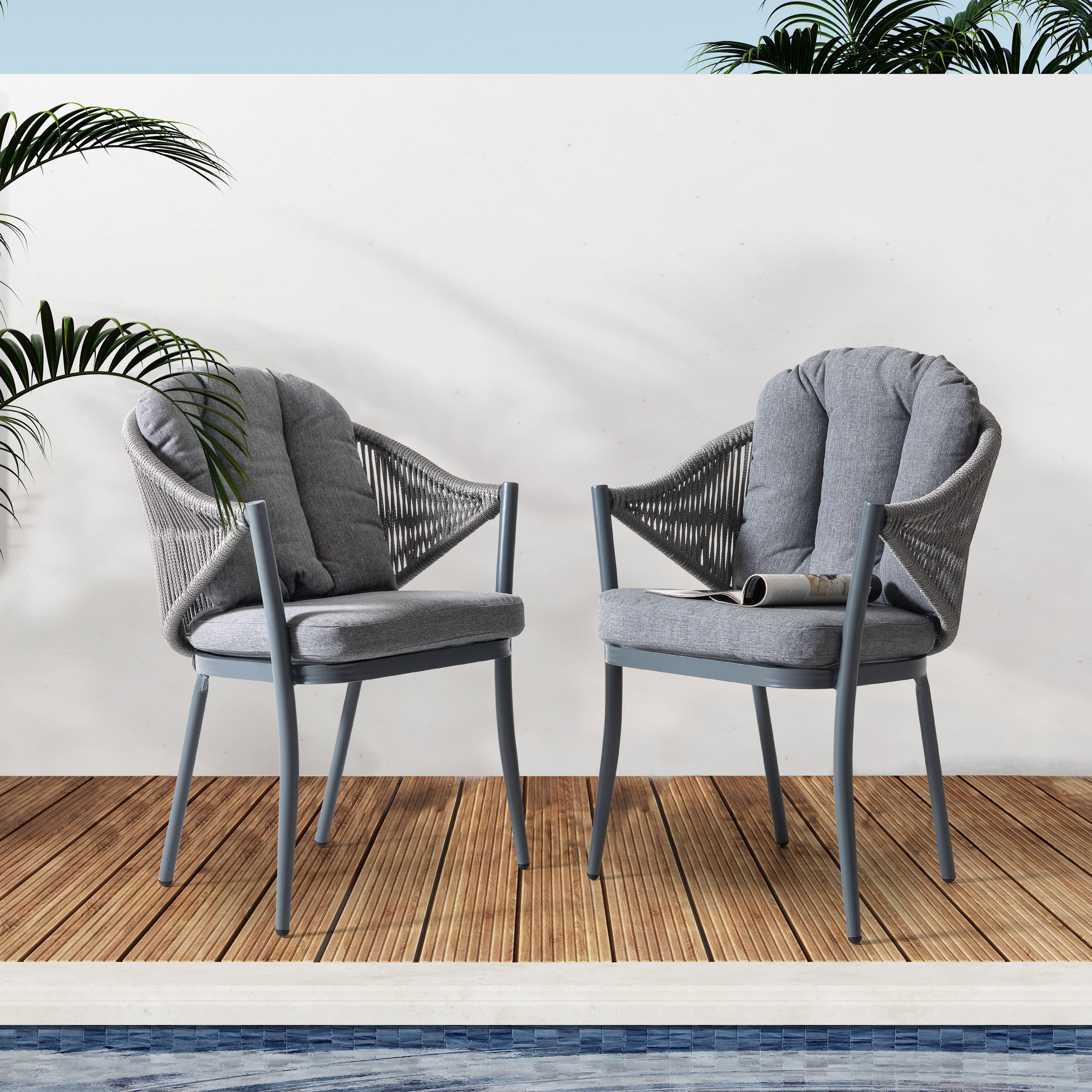 Nuu Garden Outdoor Conversation Chairs (Set of 2), Gray, large