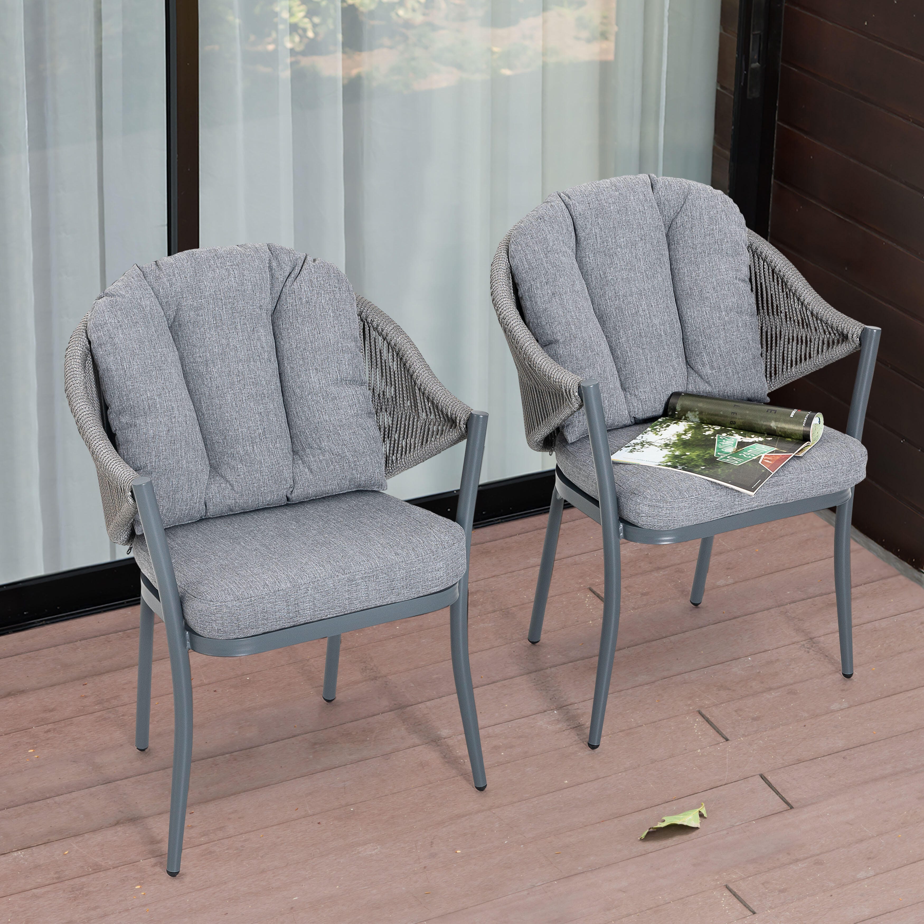 Nuu Garden Outdoor Conversation Chairs (Set of 2), Gray, large