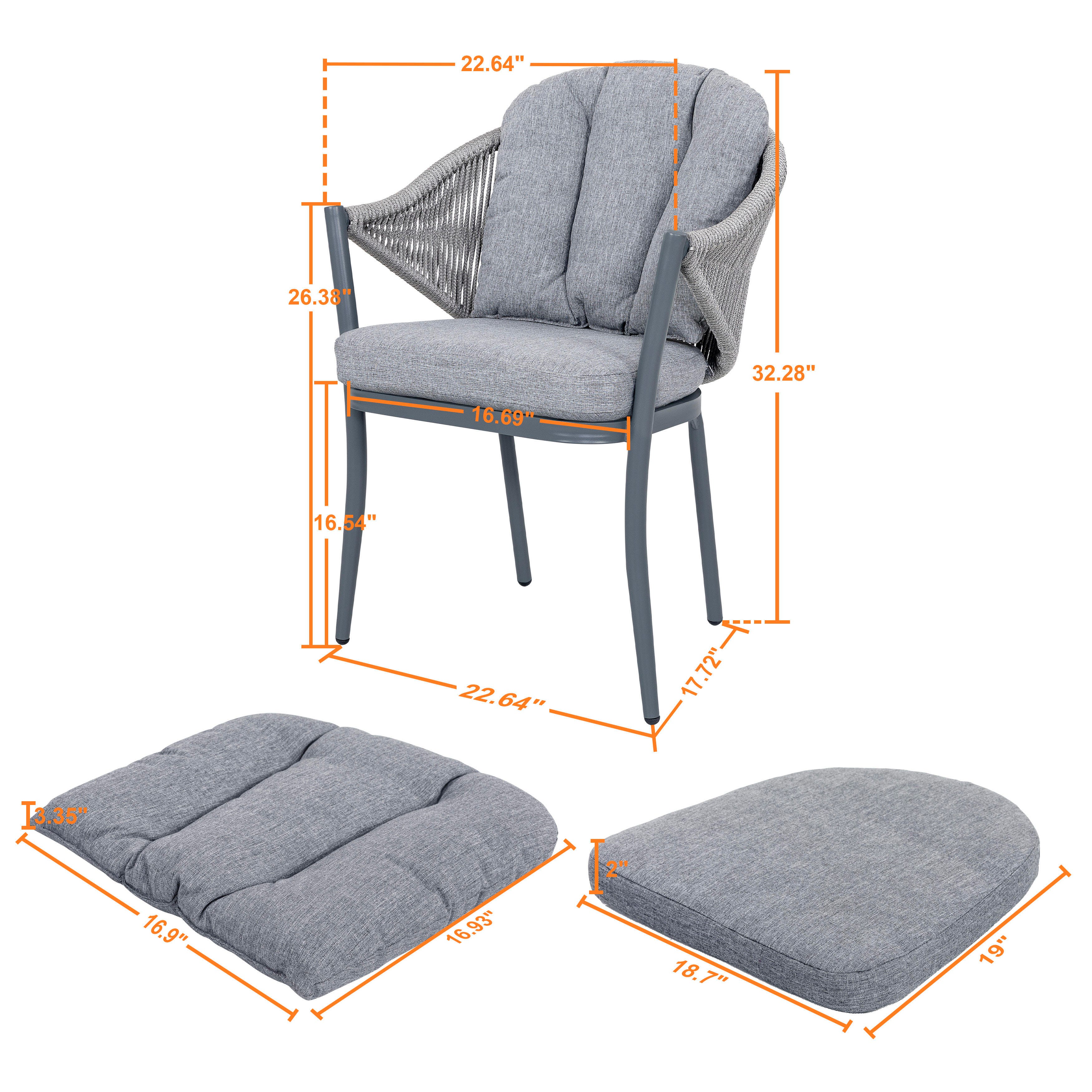 Nuu Garden Outdoor Conversation Chairs (Set of 2), Gray, large