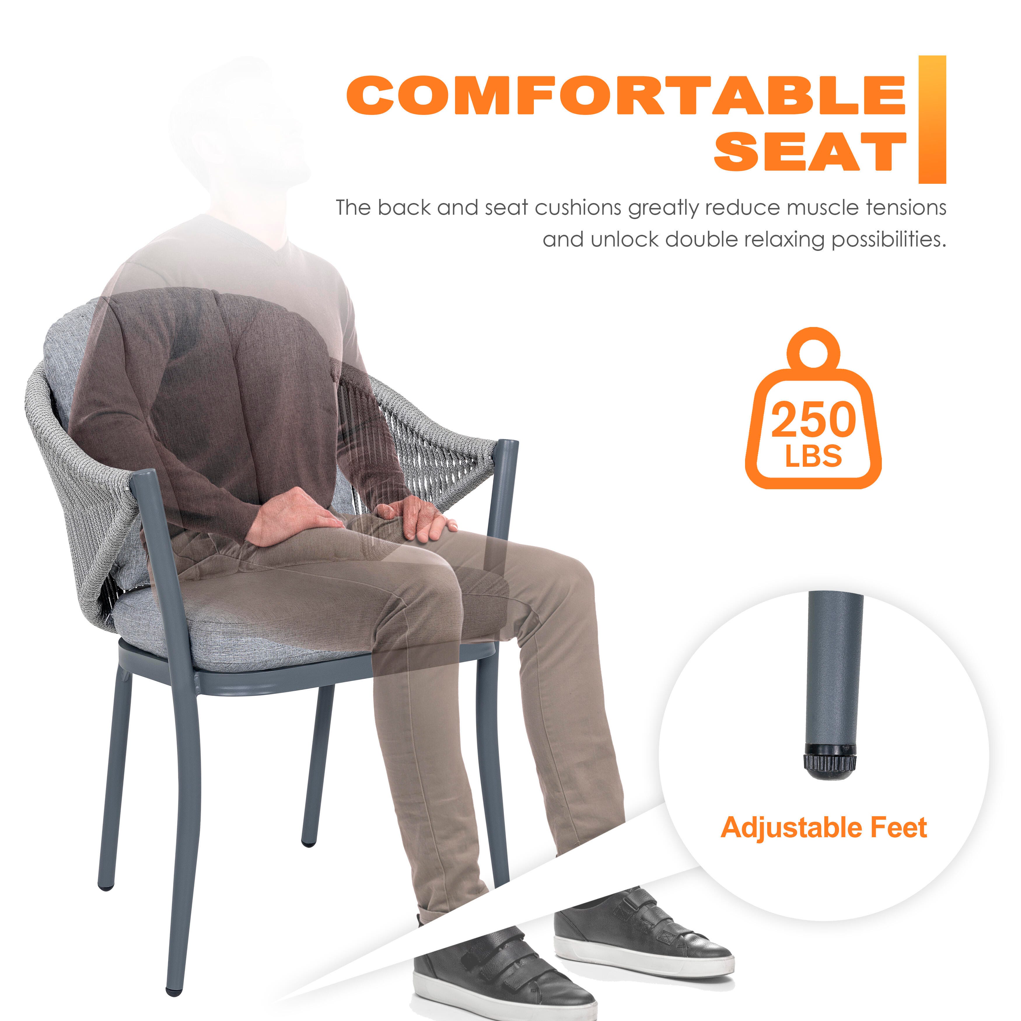 Nuu Garden Outdoor Conversation Chairs (Set of 2), Gray, large
