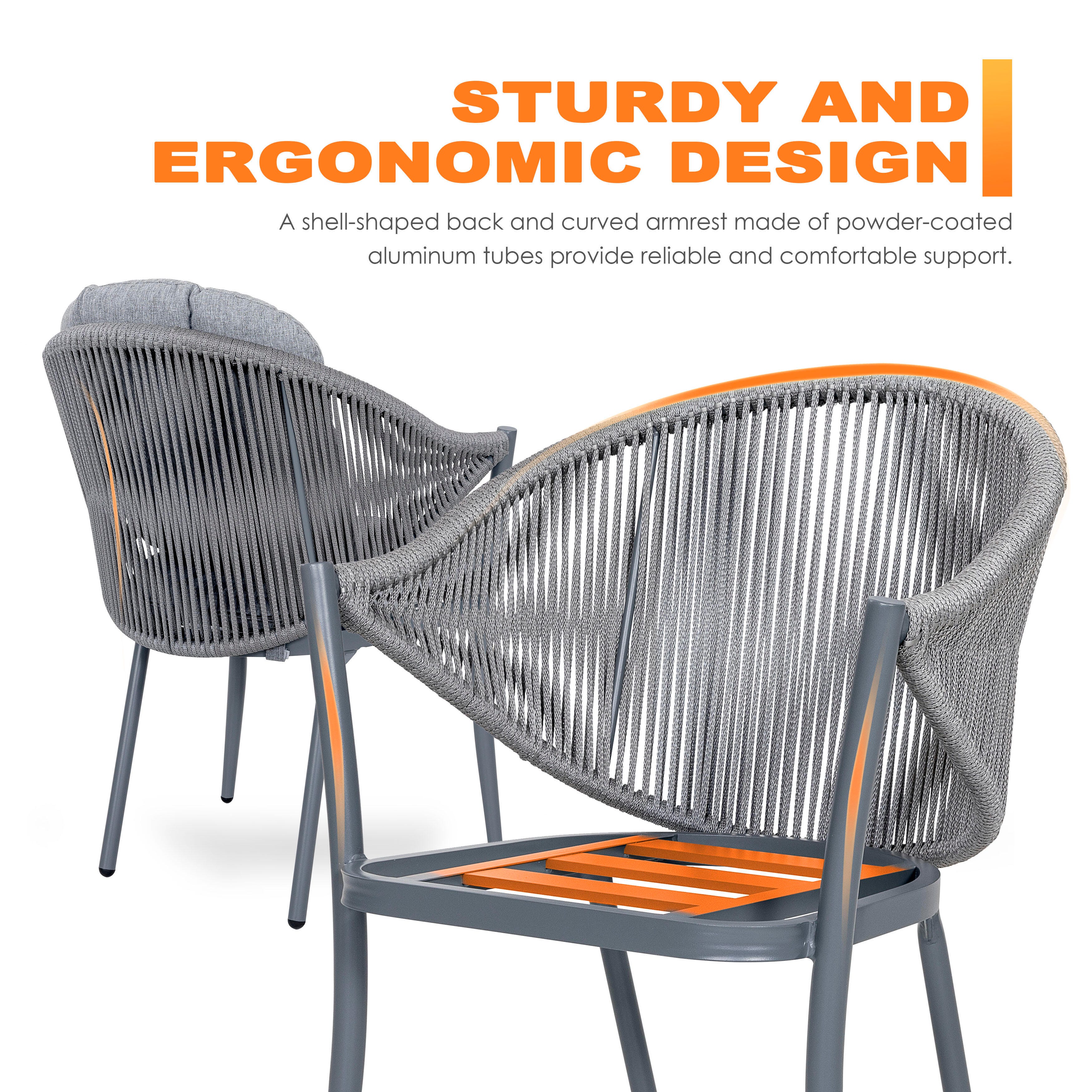 Nuu Garden Outdoor Conversation Chairs (Set of 2), Gray, large