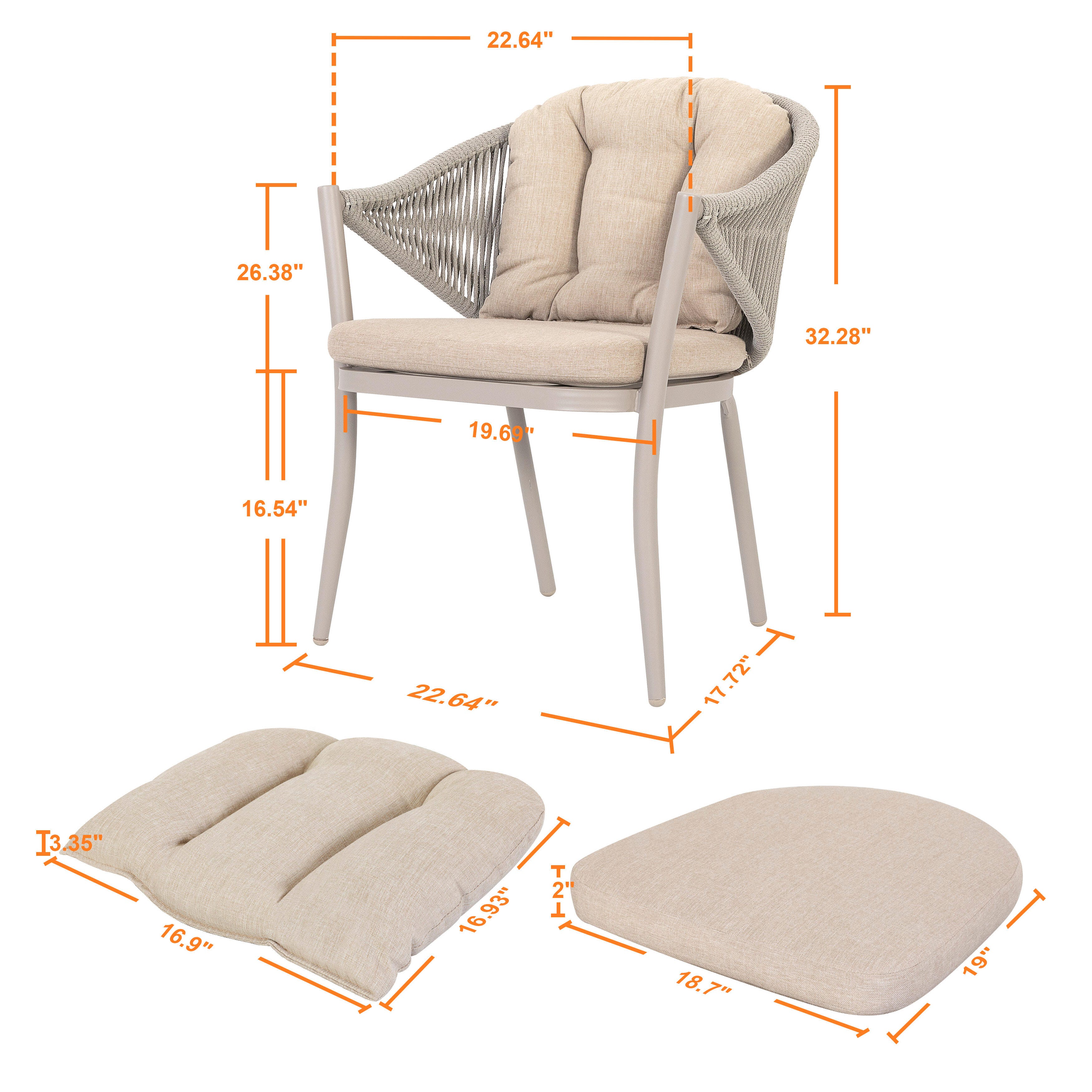 Nuu Garden Outdoor Conversation Chairs (Set of 2), Beige, large