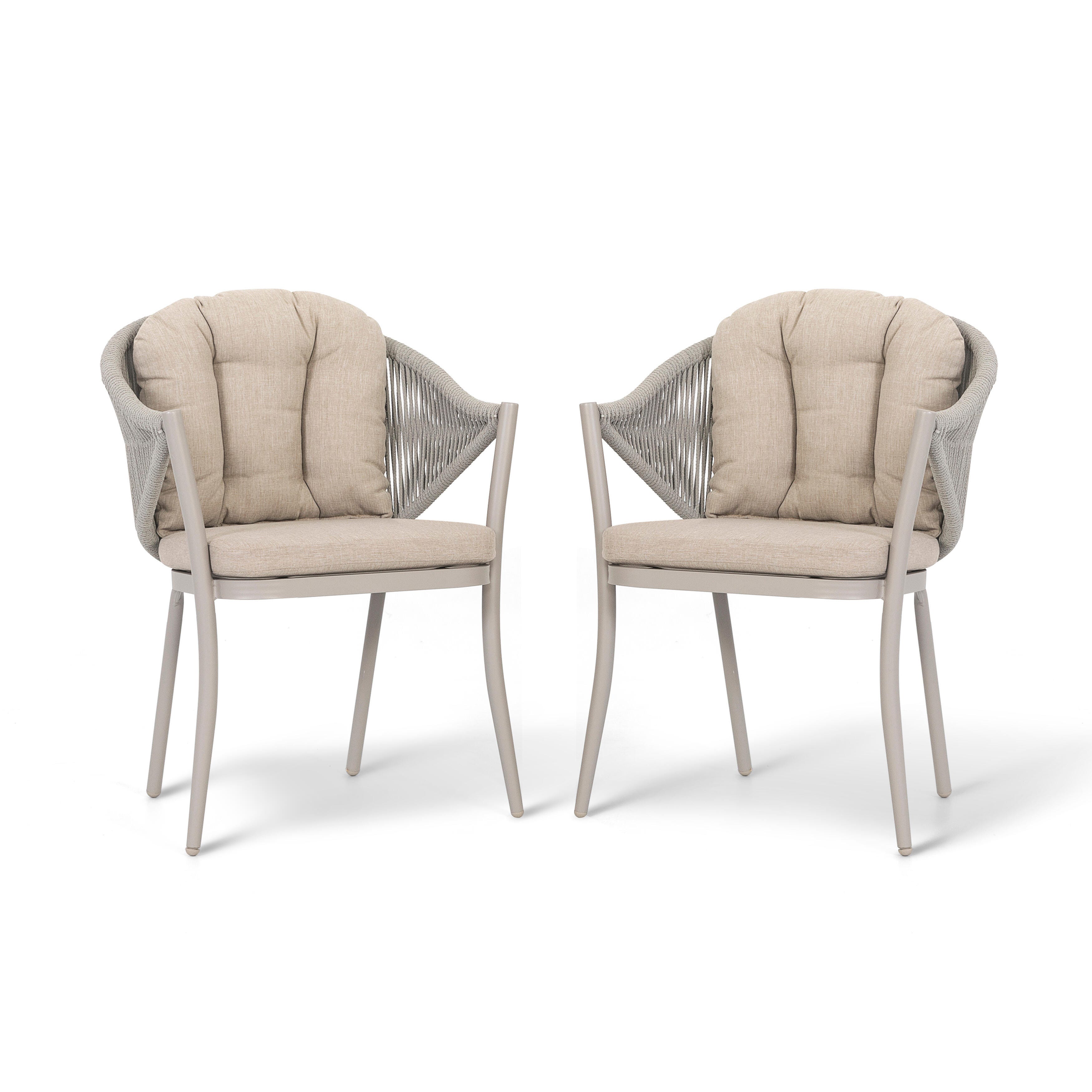Nuu Garden Outdoor 2-Piece Woven Rope Conversation Chair Set, Aluminum