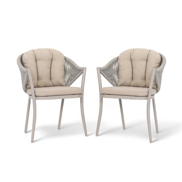 Nuu Garden Outdoor 2-Piece Woven Rope Conversation Chair Set, Aluminum