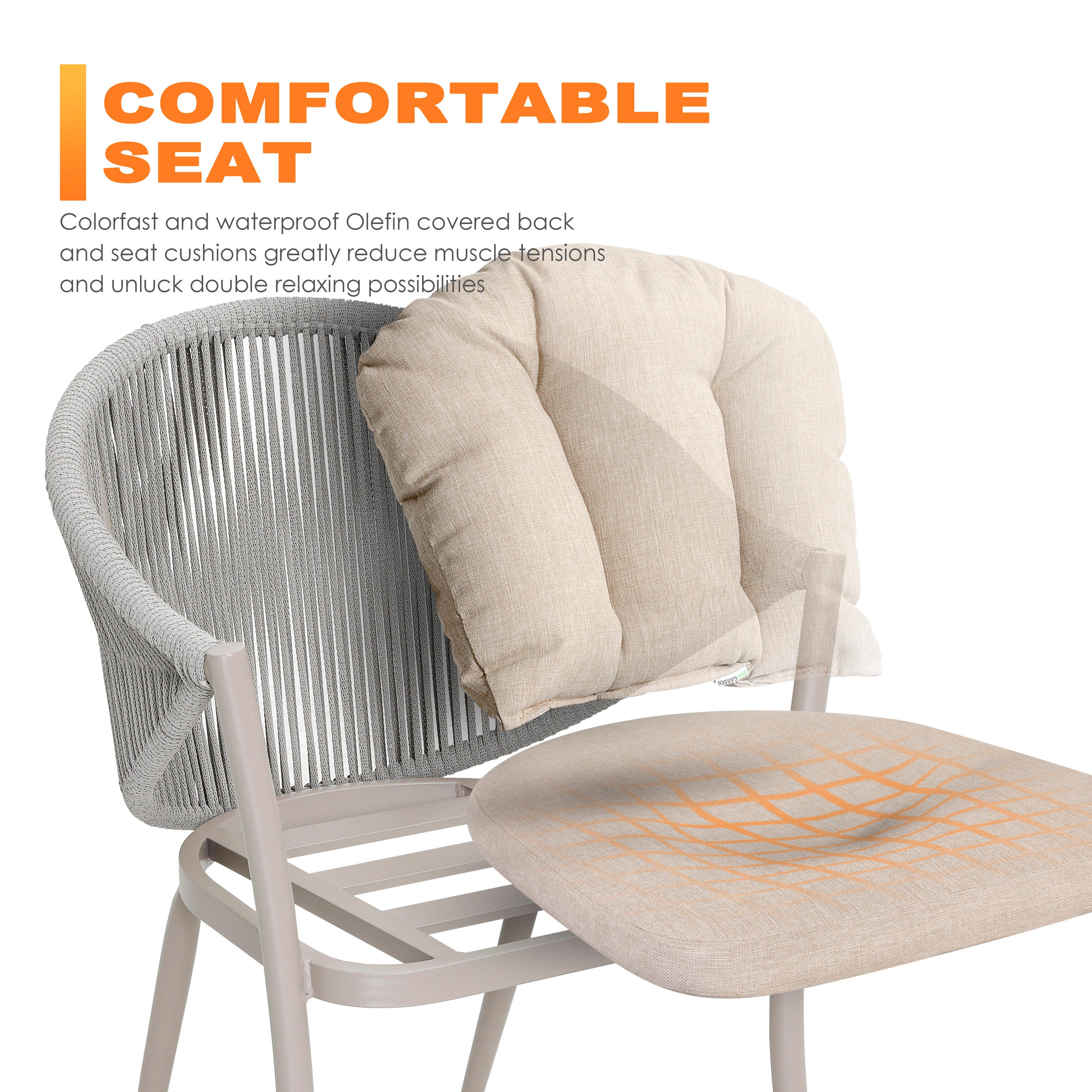 Nuu Garden Outdoor Conversation Chairs (Set of 2), Beige, large