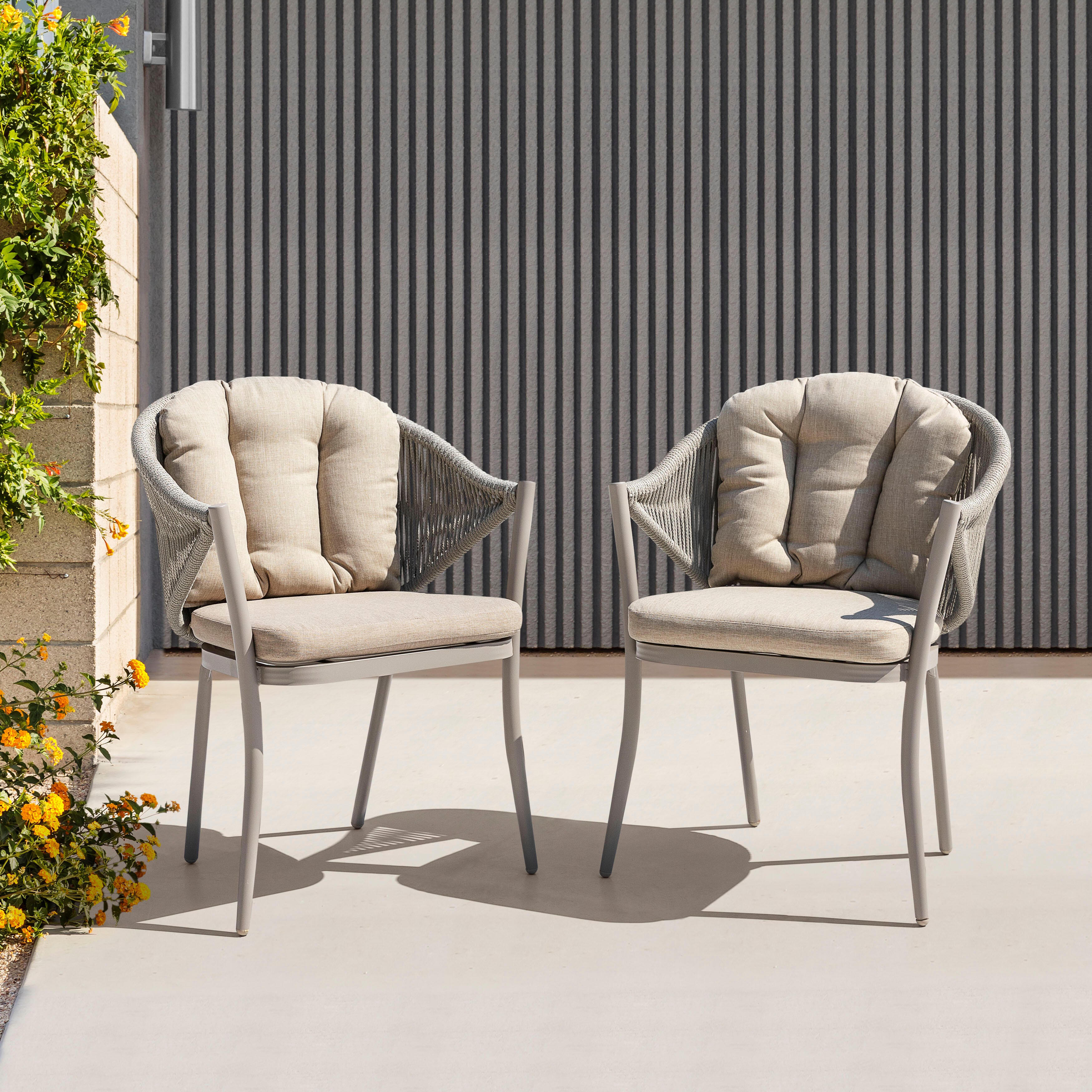 Nuu Garden Outdoor Conversation Chairs (Set of 2), Beige, large