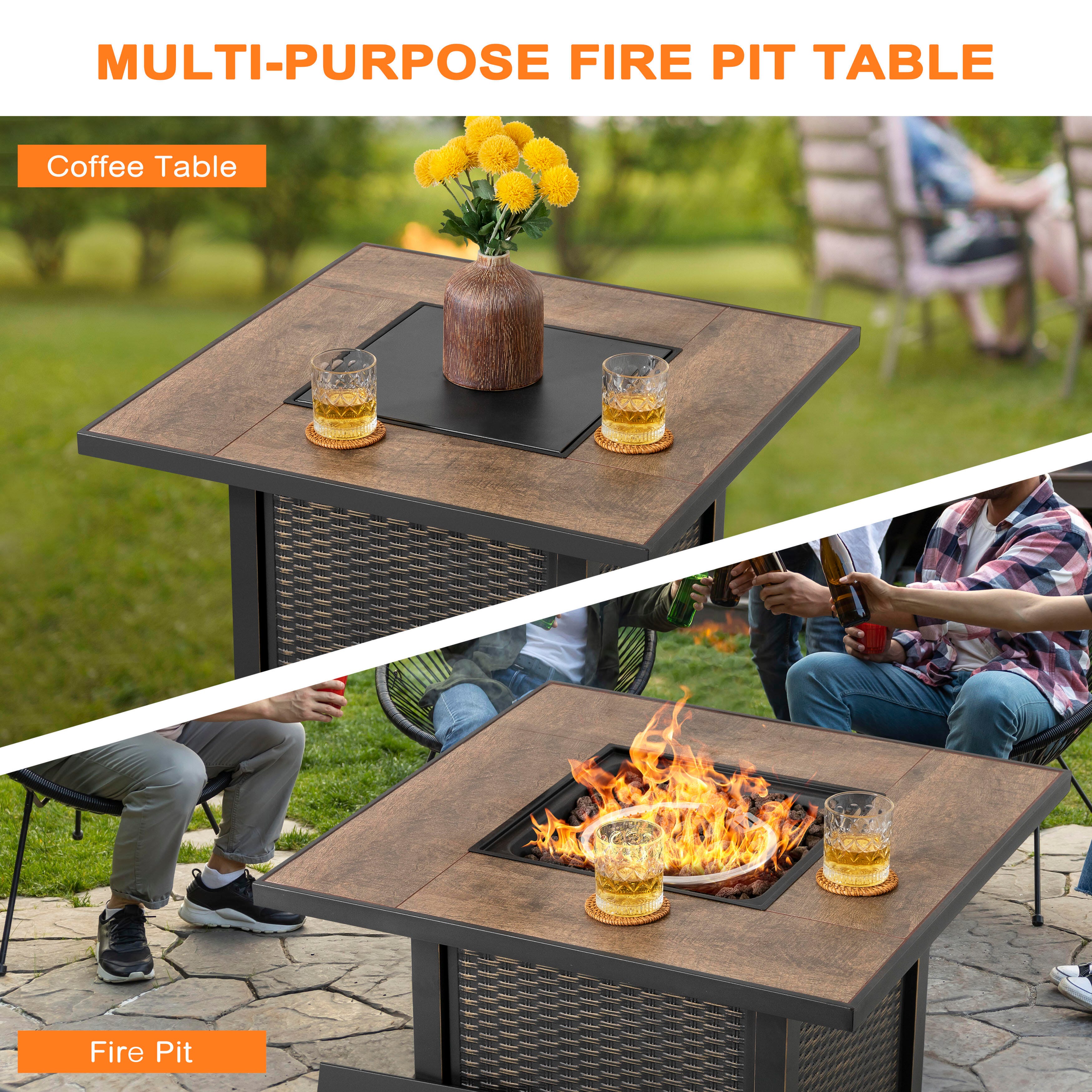 Nuu Garden Outdoor Fire Pit Table, , large