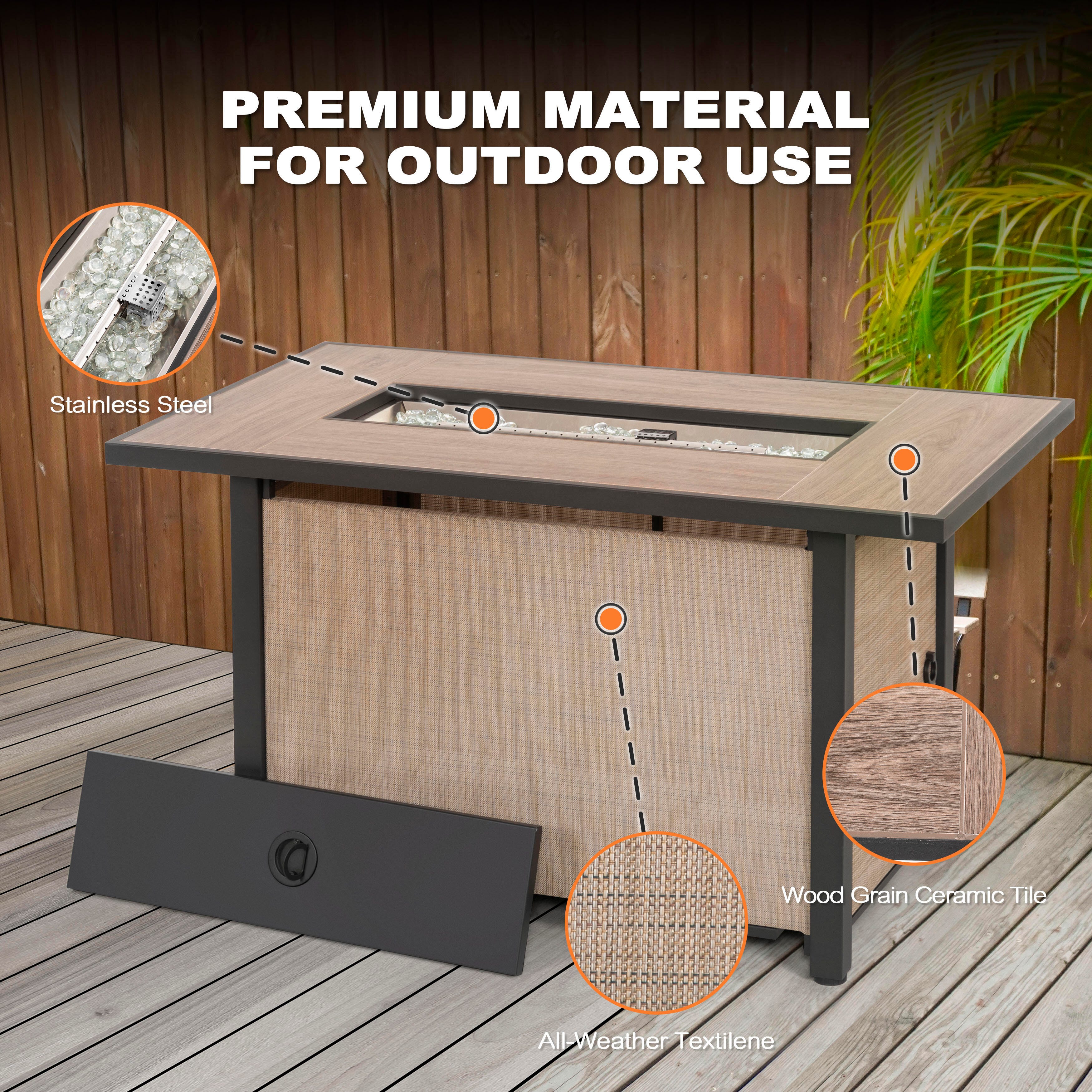 Nuu Garden Outdoor Propane Fire Pit Table, , large
