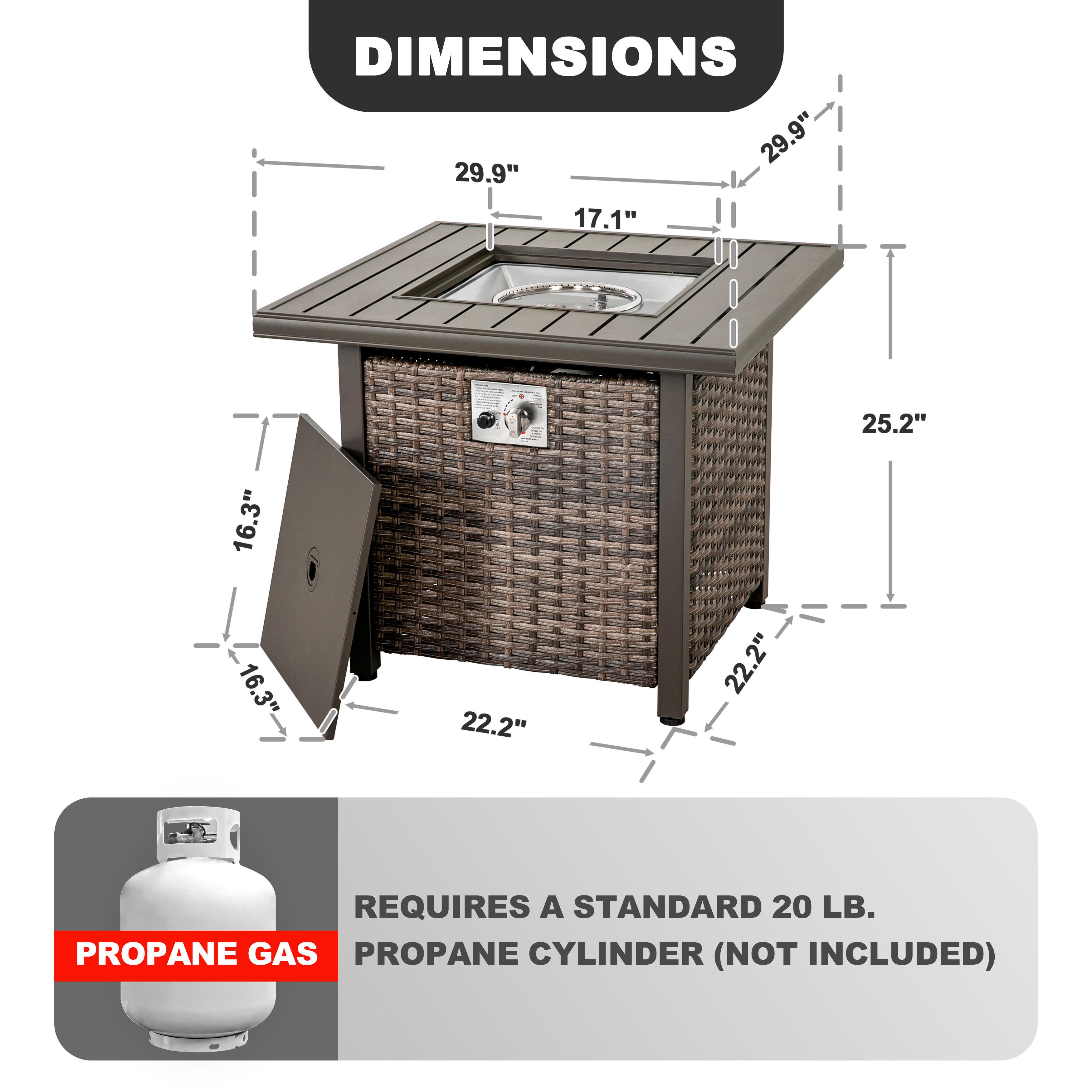 Nuu Garden Outdoor Rattan Fire Pit Table, , large