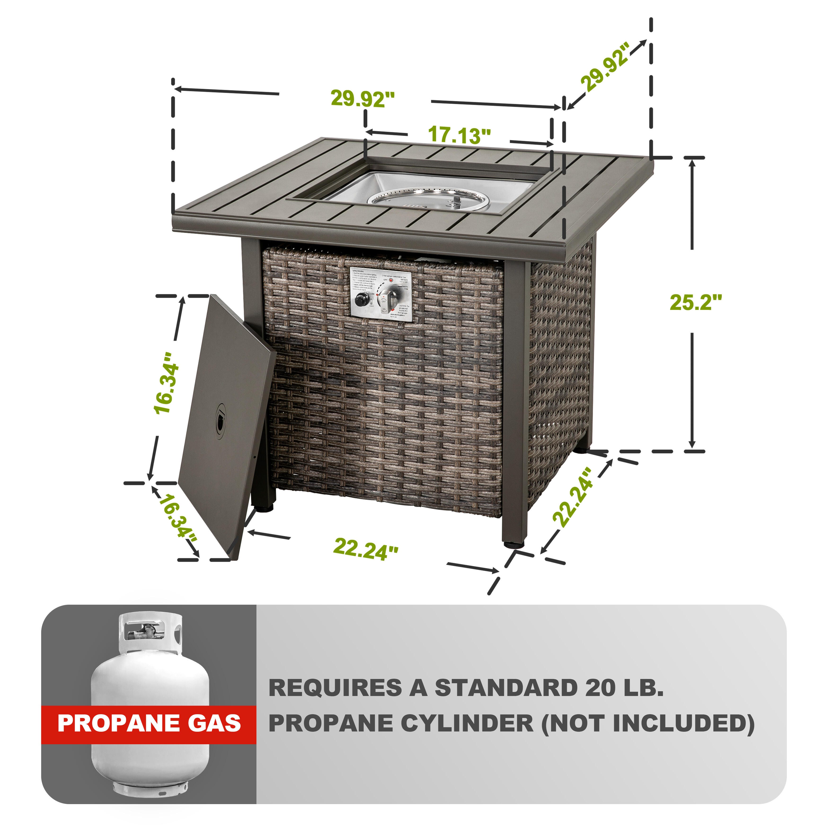 Nuu Garden Outdoor Rattan Fire Pit Table, , large