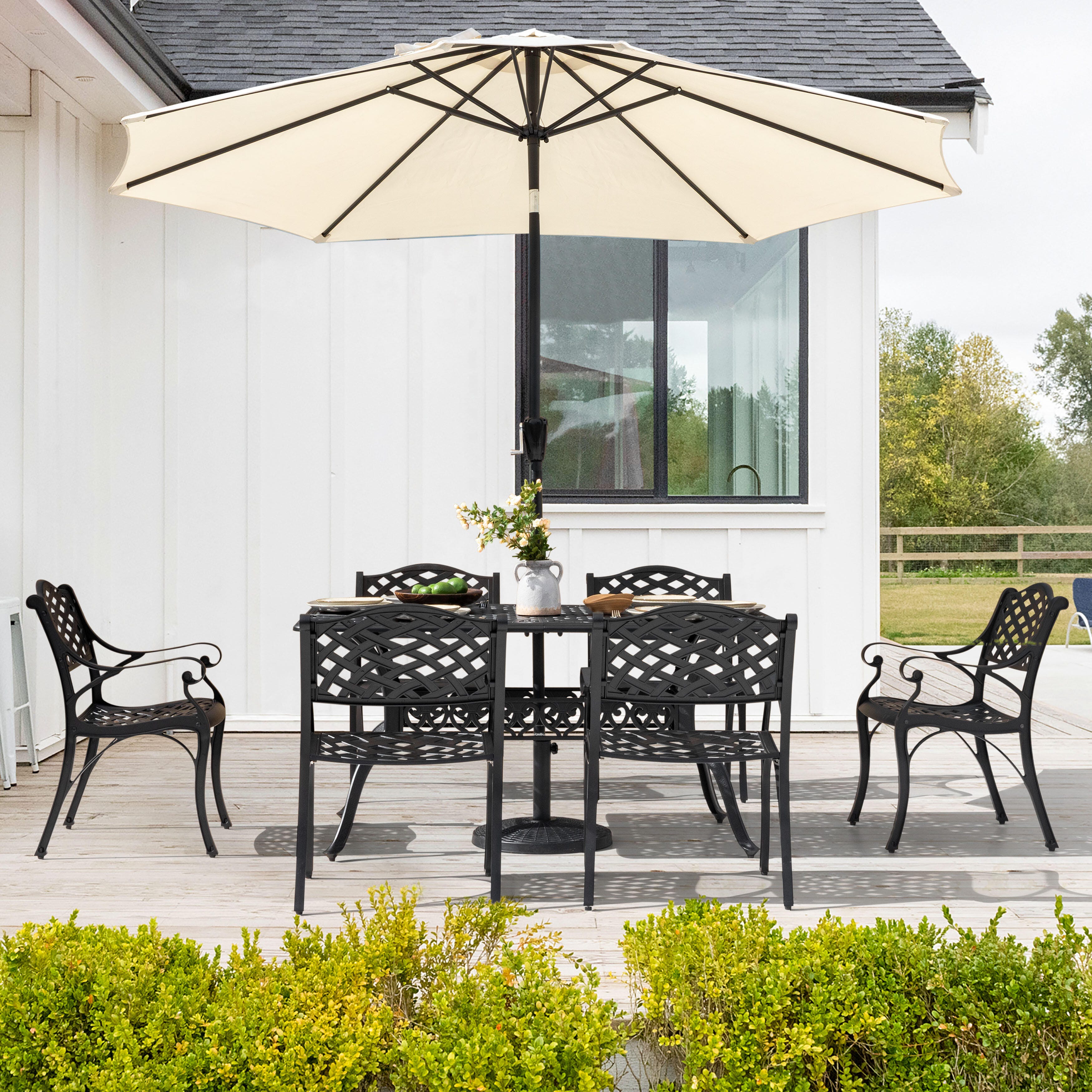 Nuu Garden Outdoor Dining Table With 2.1'' Umbrella Hole, , large