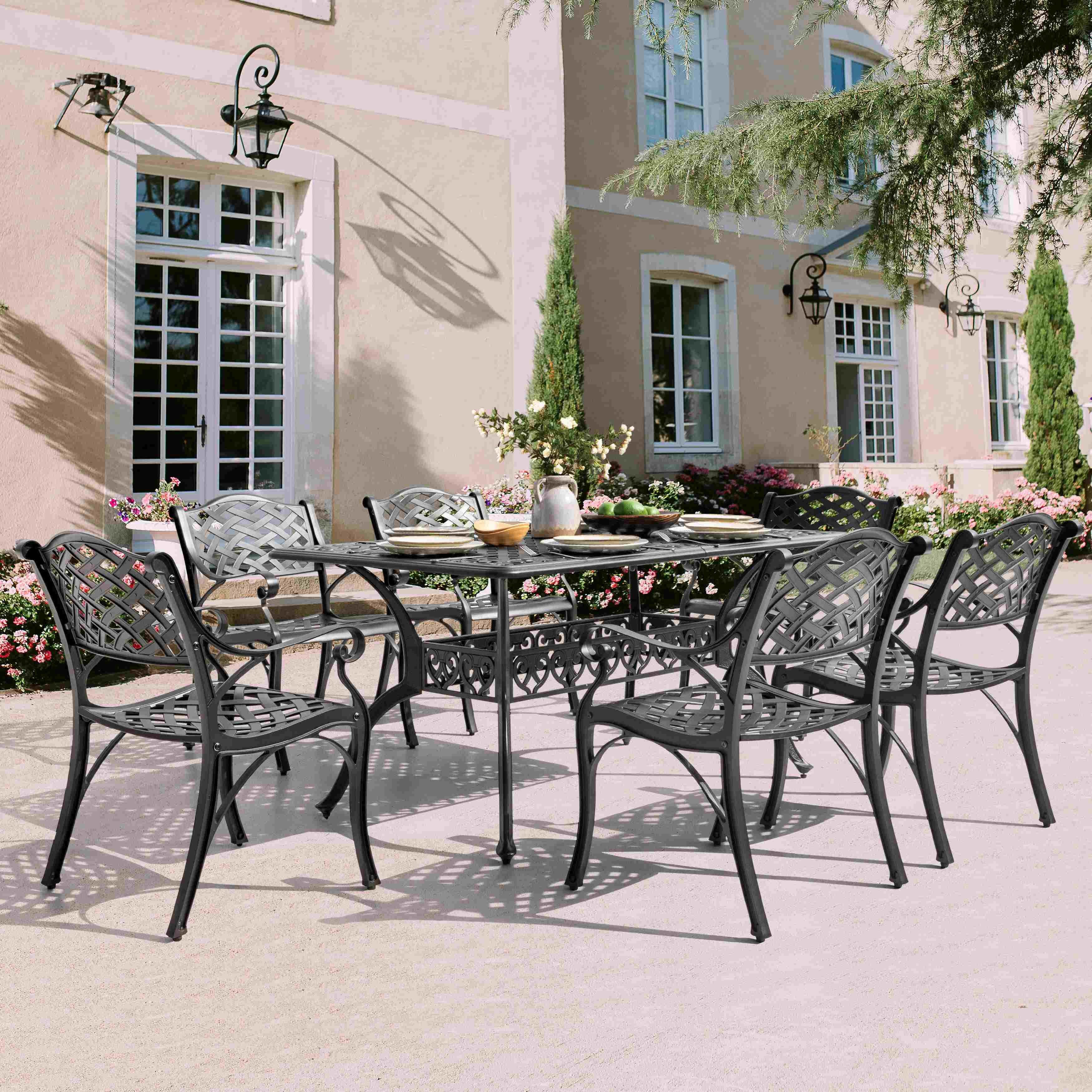 Nuu Garden Outdoor Dining Table With 2.1'' Umbrella Hole, , large