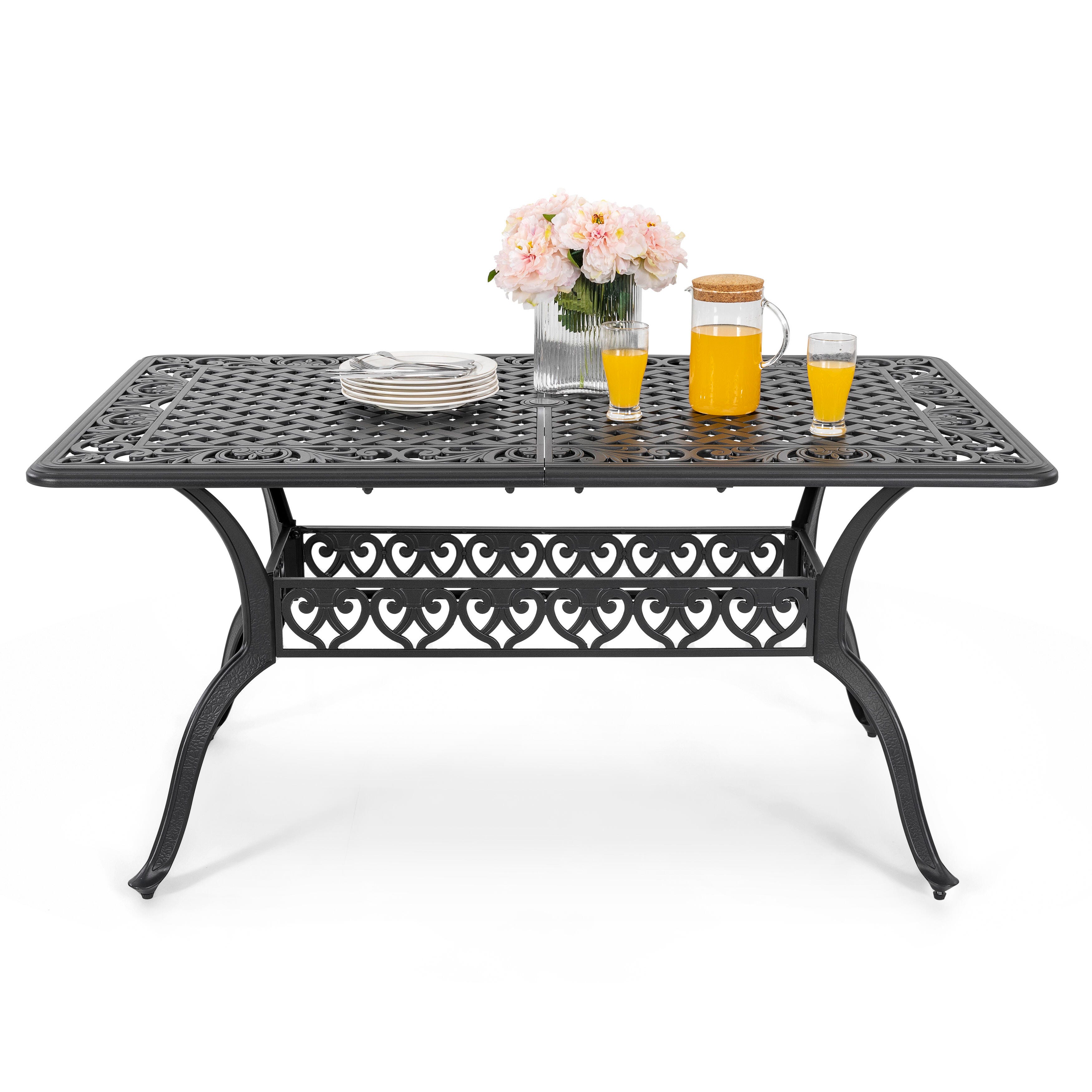 Nuu Garden Outdoor Dining Table With 2.1'' Umbrella Hole, , large