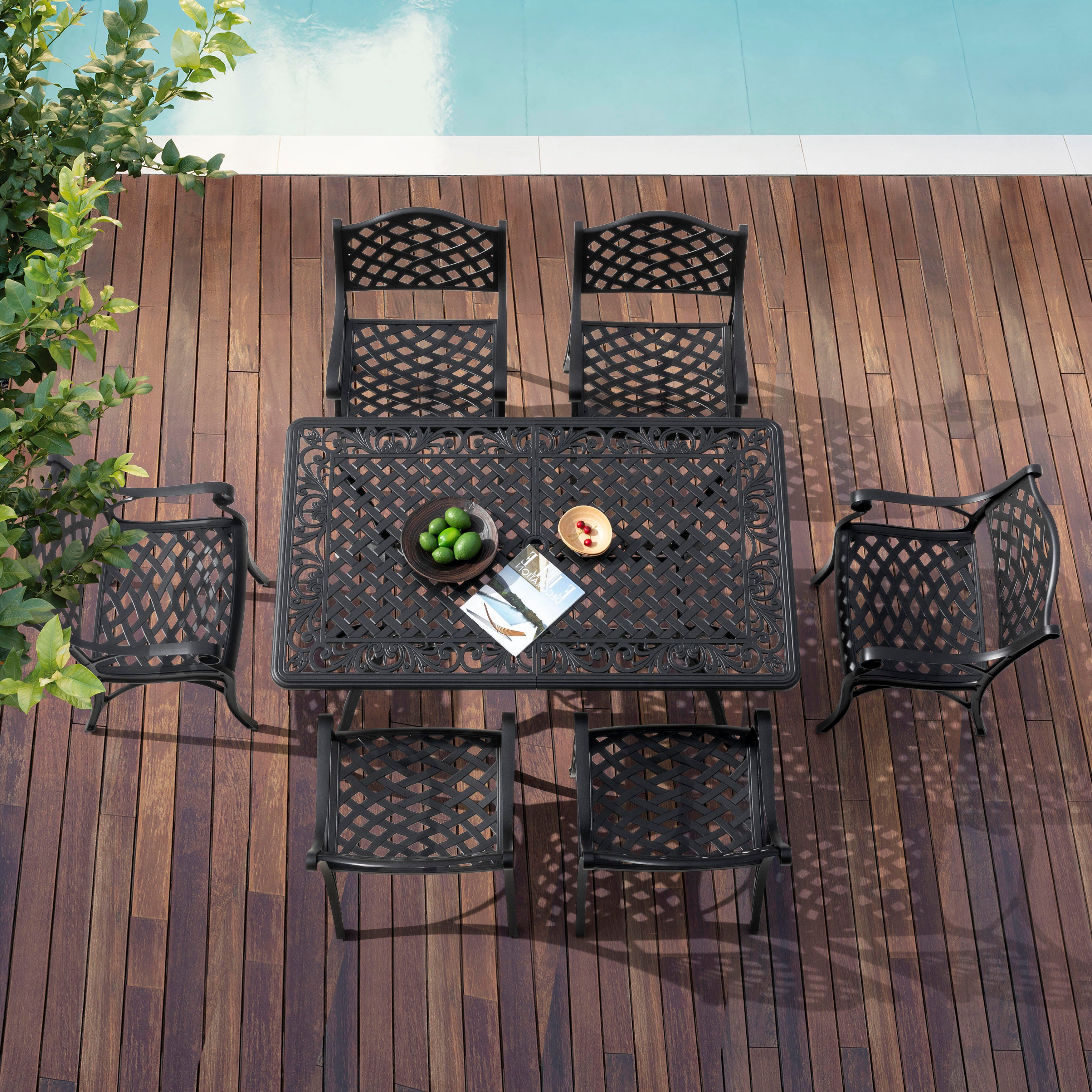 Nuu Garden Outdoor Dining Table With 2.1'' Umbrella Hole, , large