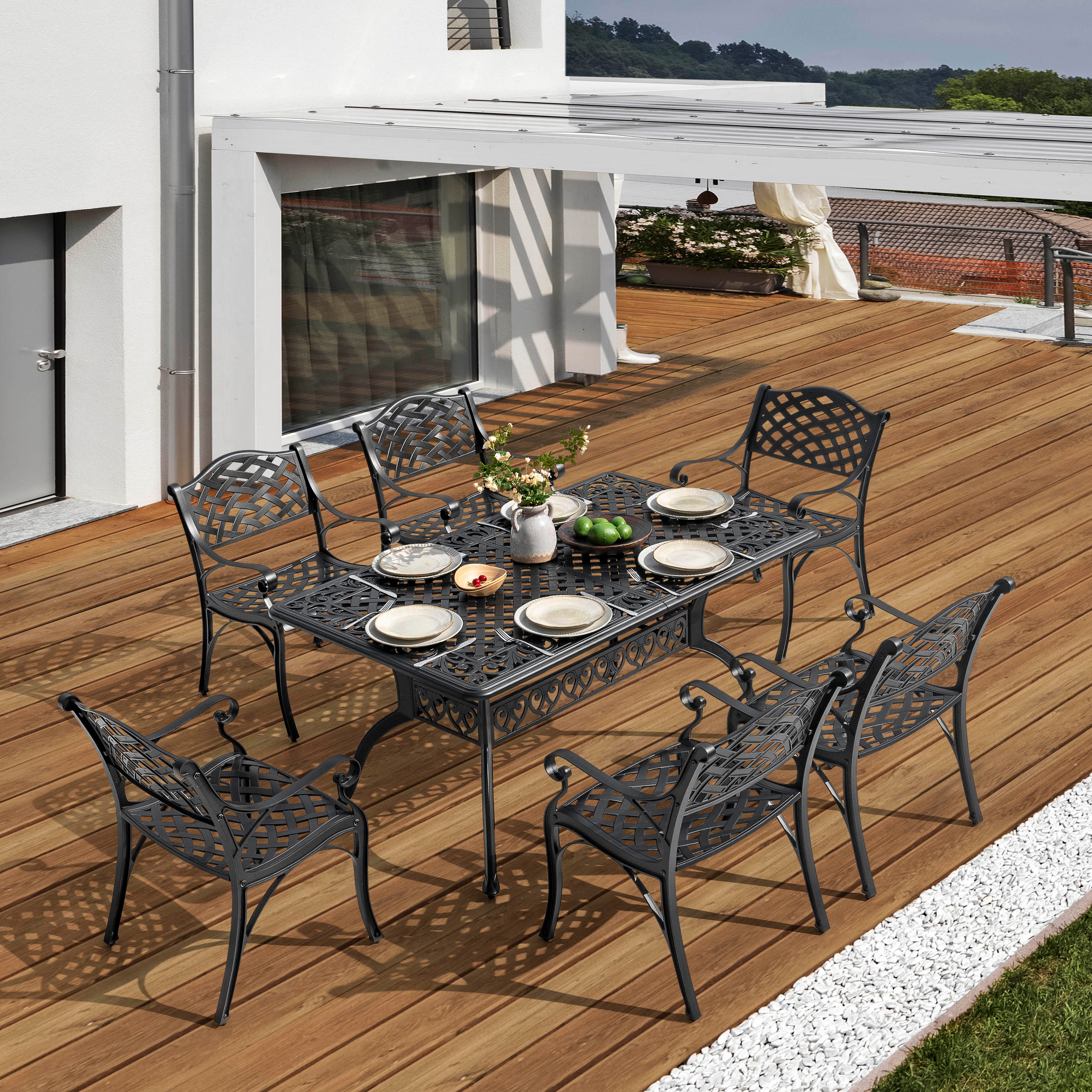 Nuu Garden Outdoor Dining Table With 2.1'' Umbrella Hole, , large