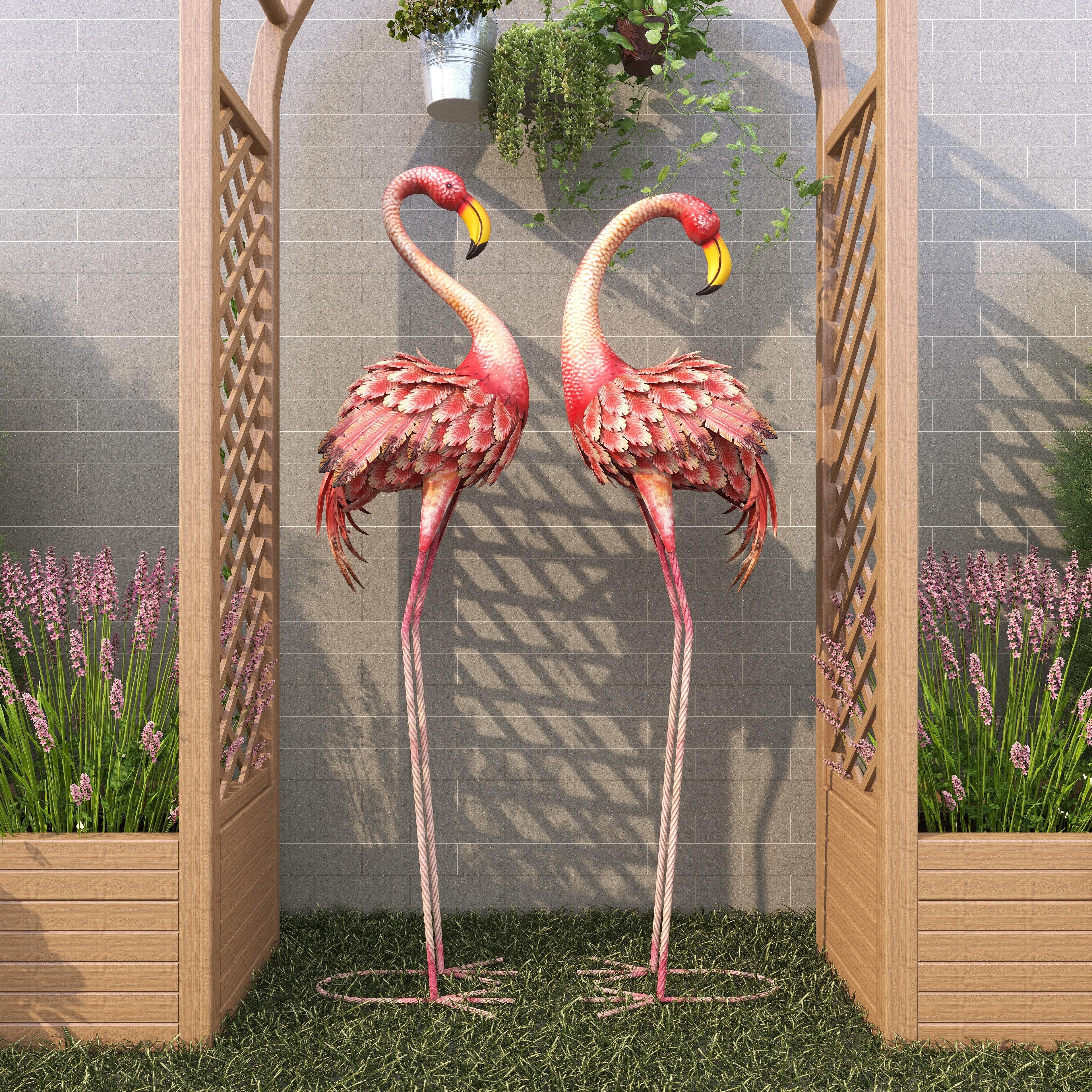 Bayberry Lane Indoor/Outdoor Garden Standing Flamingo Sculpture (Set of 2), , large