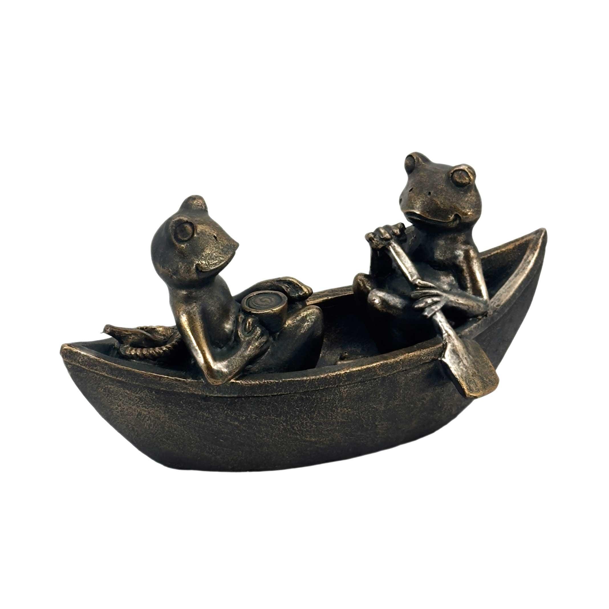 Galt International Outdoor Garden Rowing Frogs Statue, , large