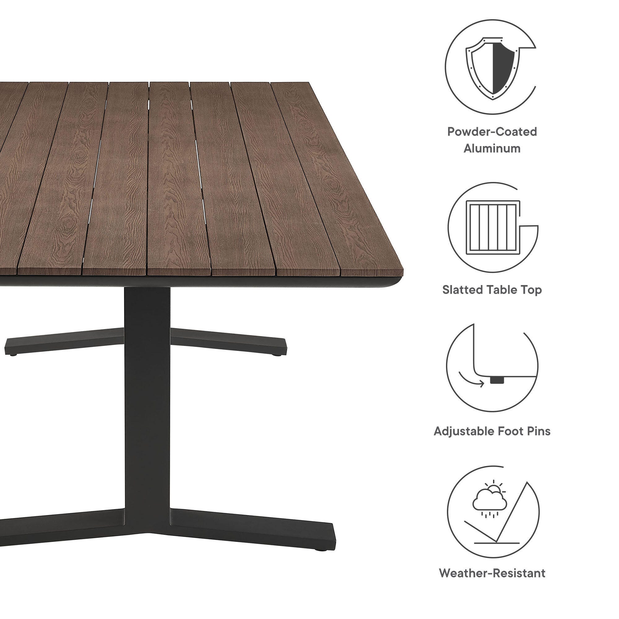 Modway Gavelston Outdoor Dining Table, , large
