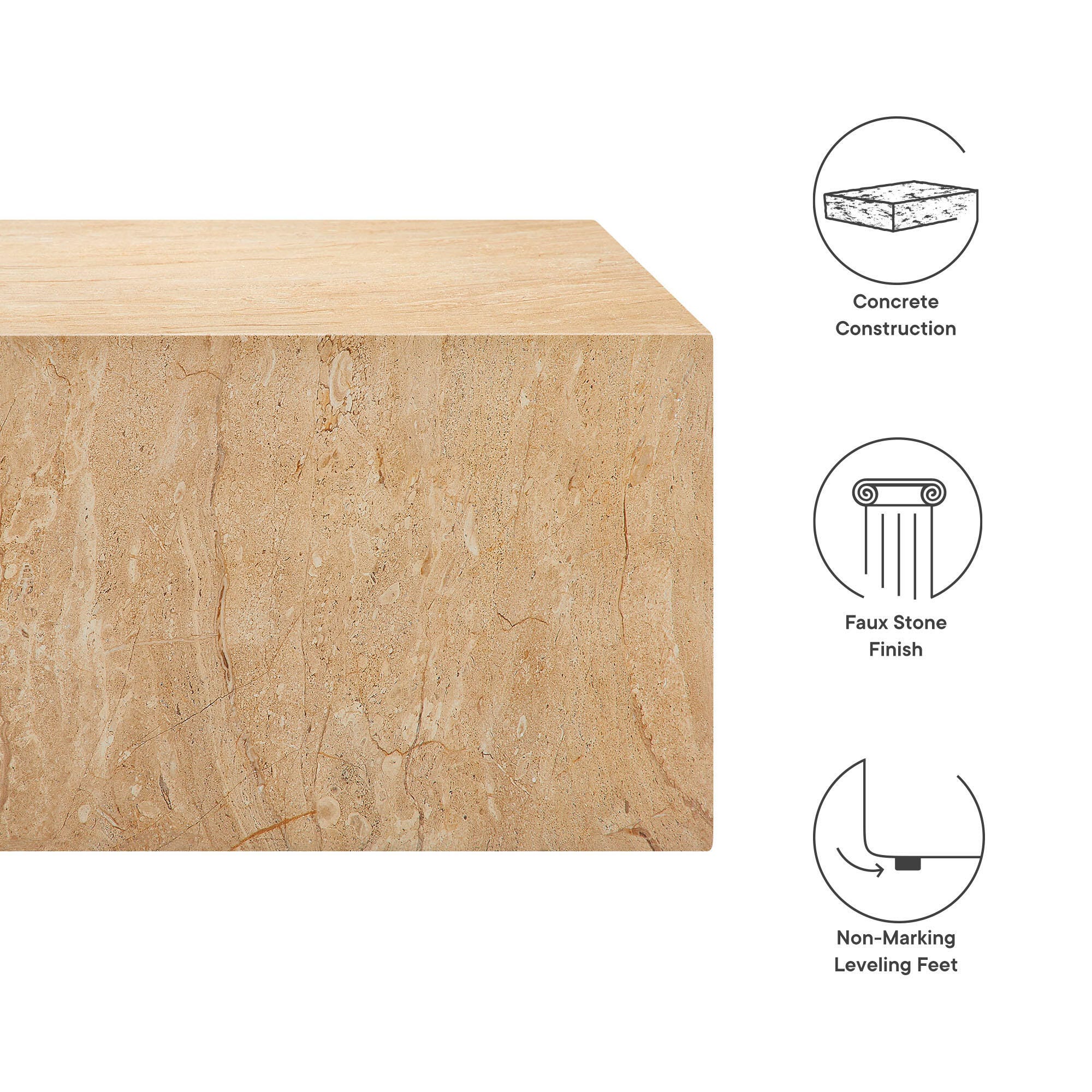 Modway Jordana Outdoor Coffee Table, Travertine, large