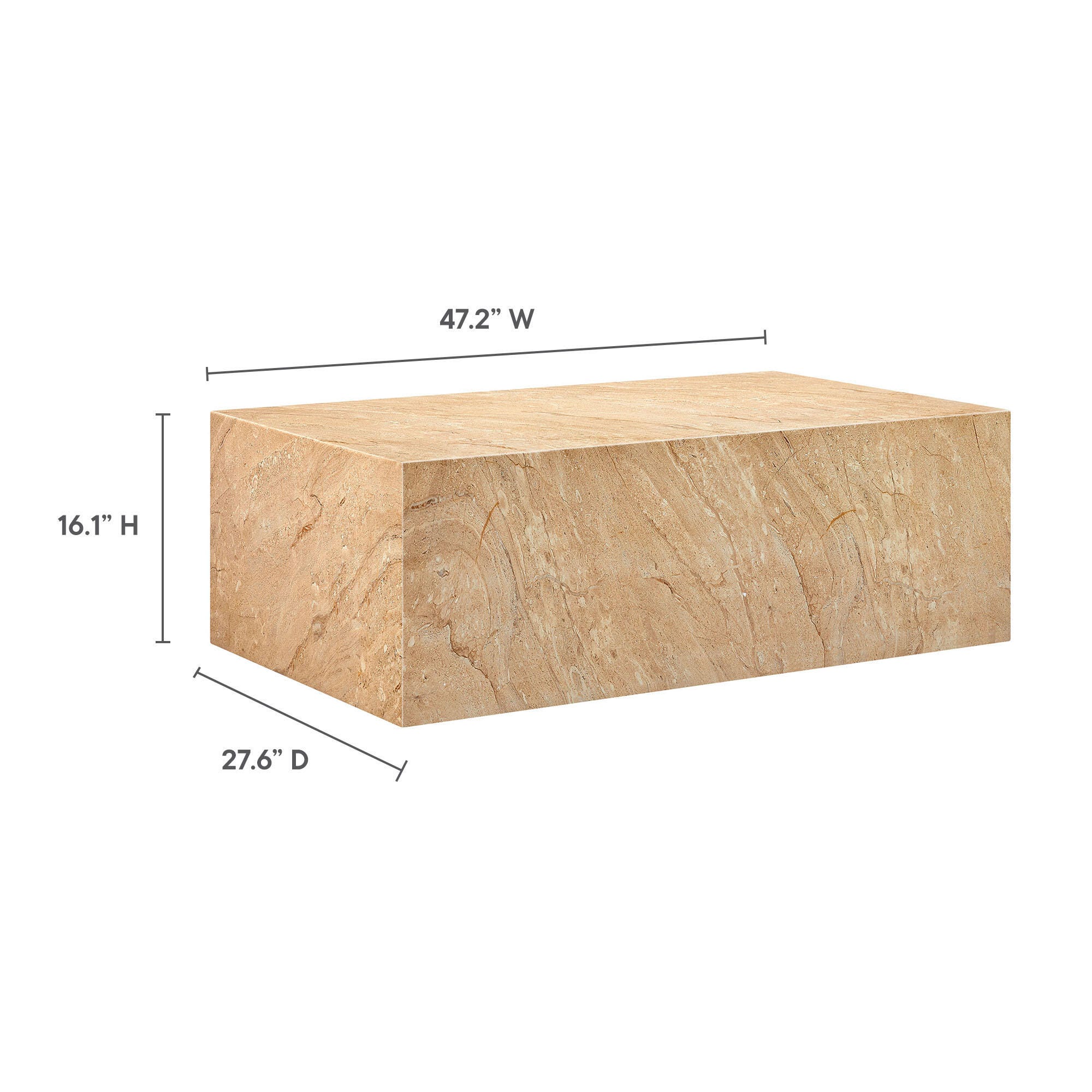 Modway Jordana Outdoor Coffee Table, Travertine, large
