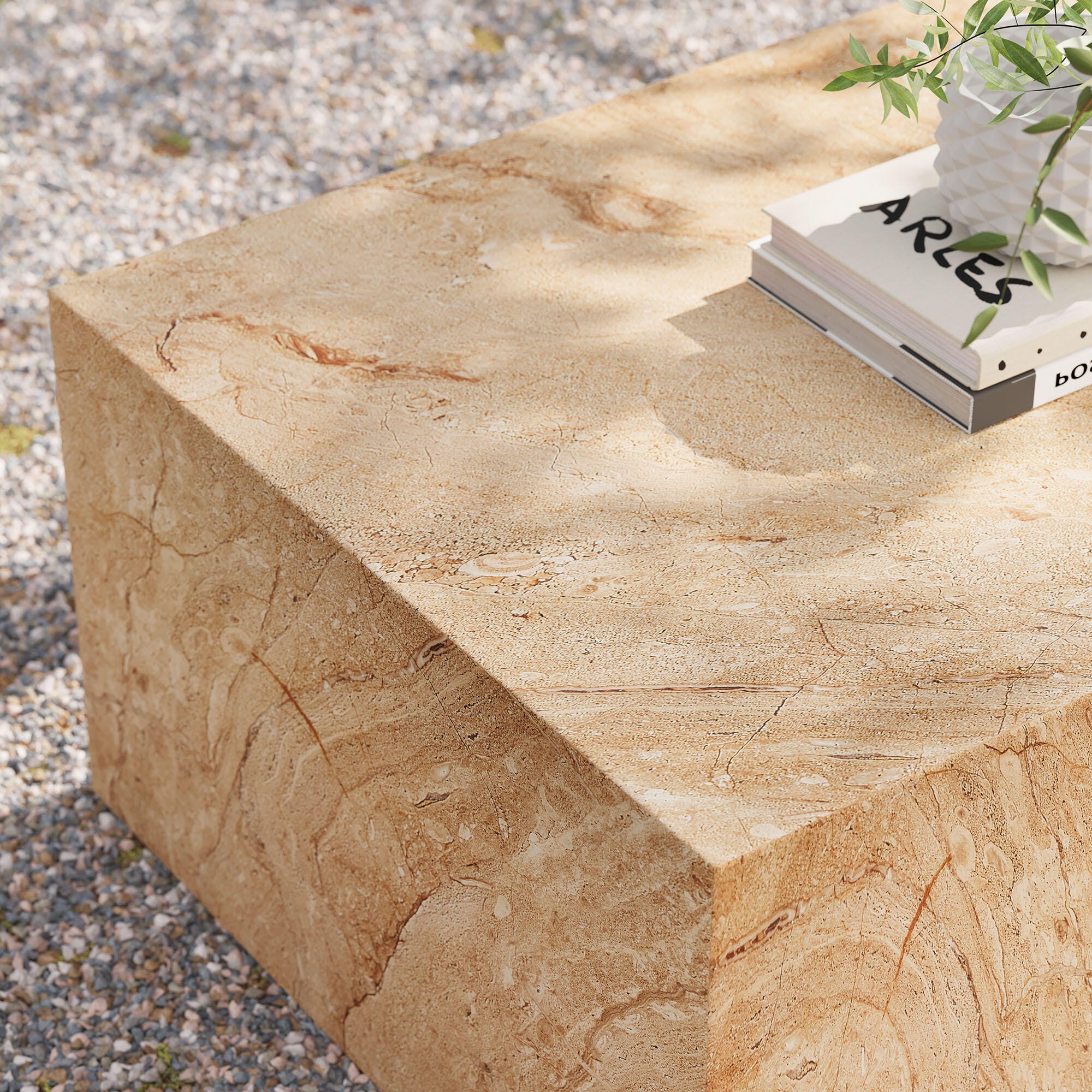 Modway Jordana Outdoor Coffee Table, Travertine, large