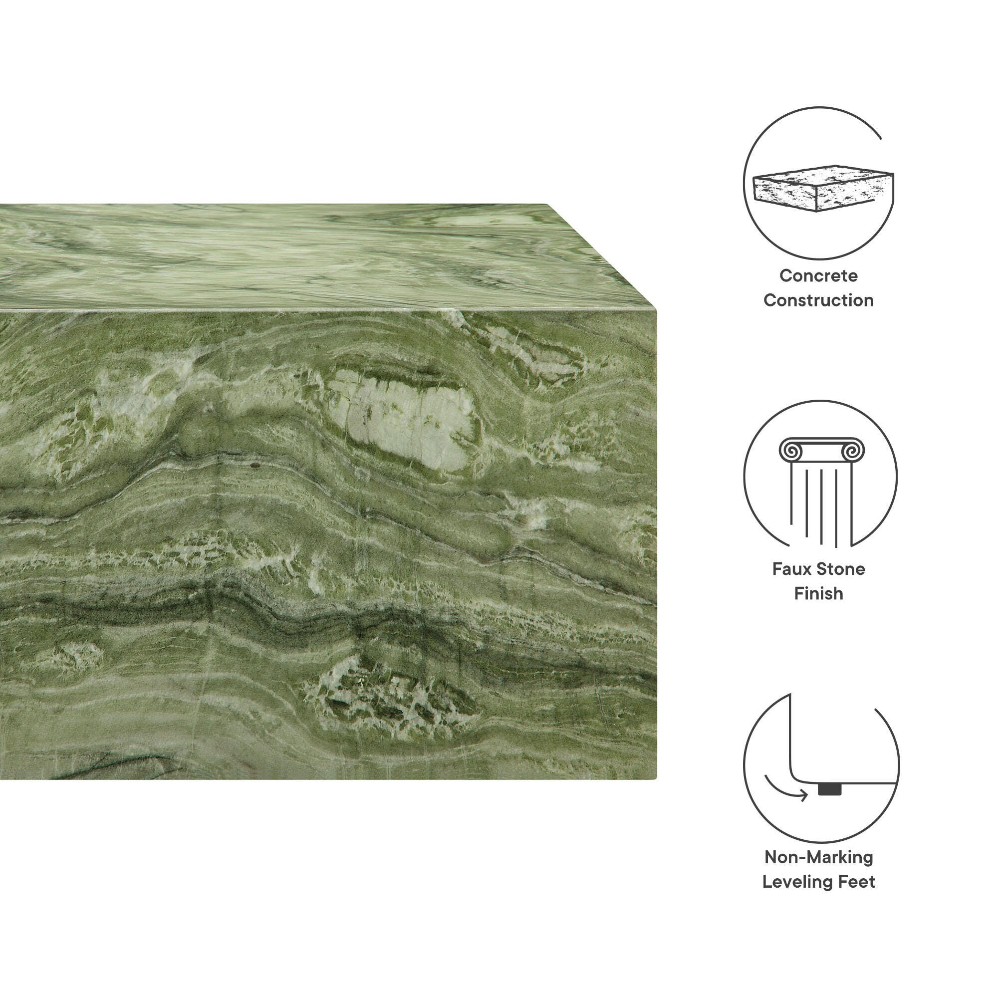 Modway Jordana Outdoor Coffee Table, Green/Marble, large