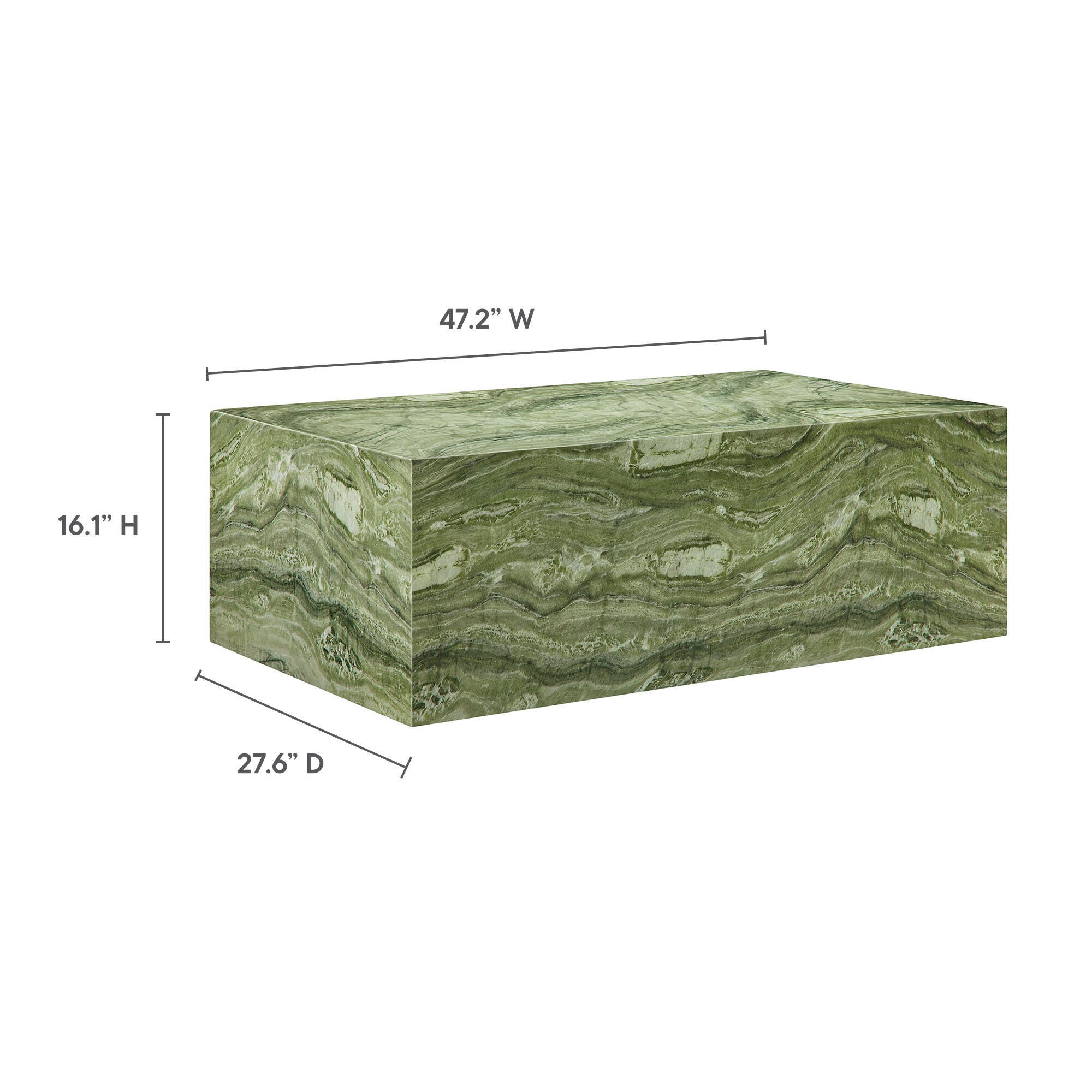 Modway Jordana Outdoor Coffee Table, Green/Marble, large