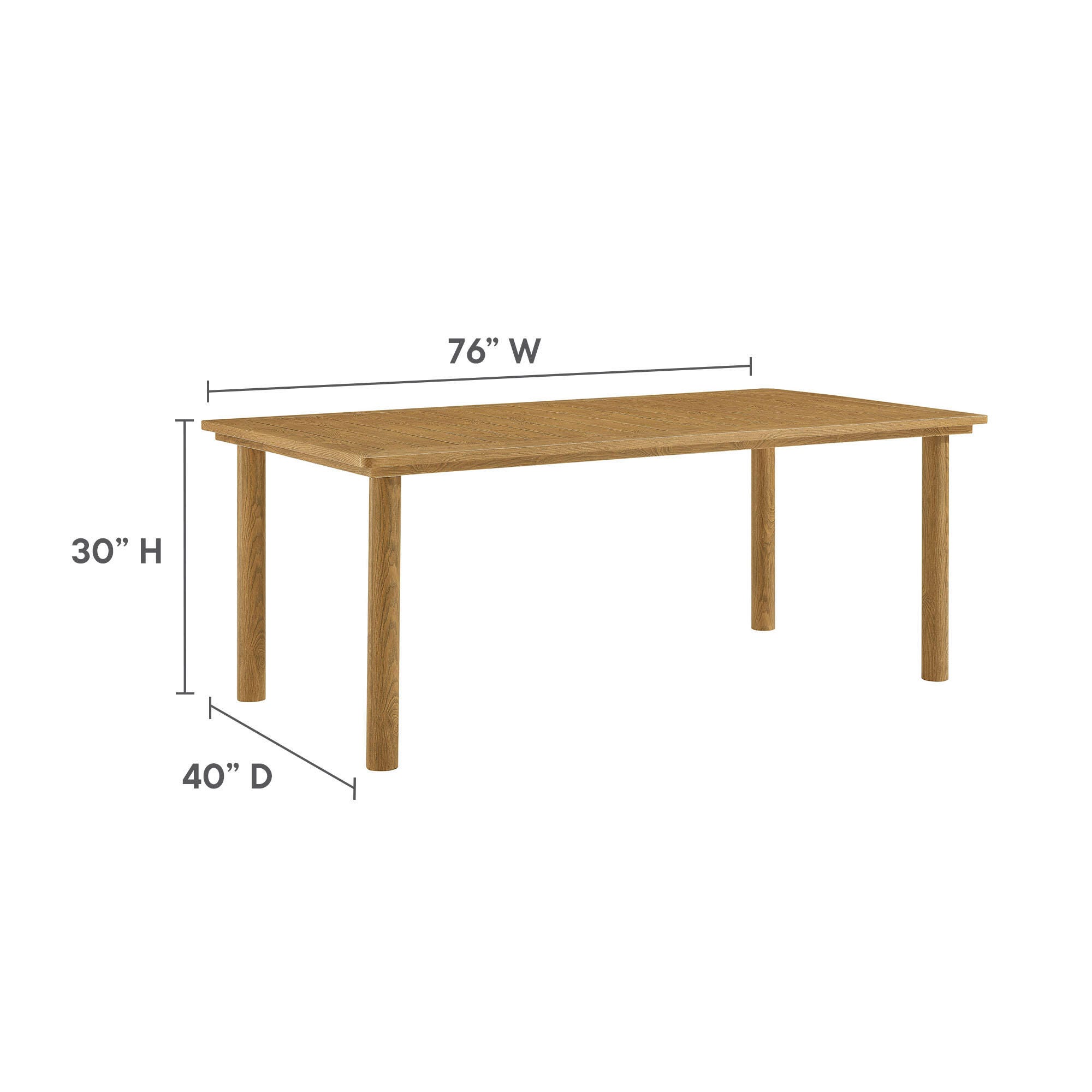 Modway Parkland Outdoor Dining Table, Natural, large