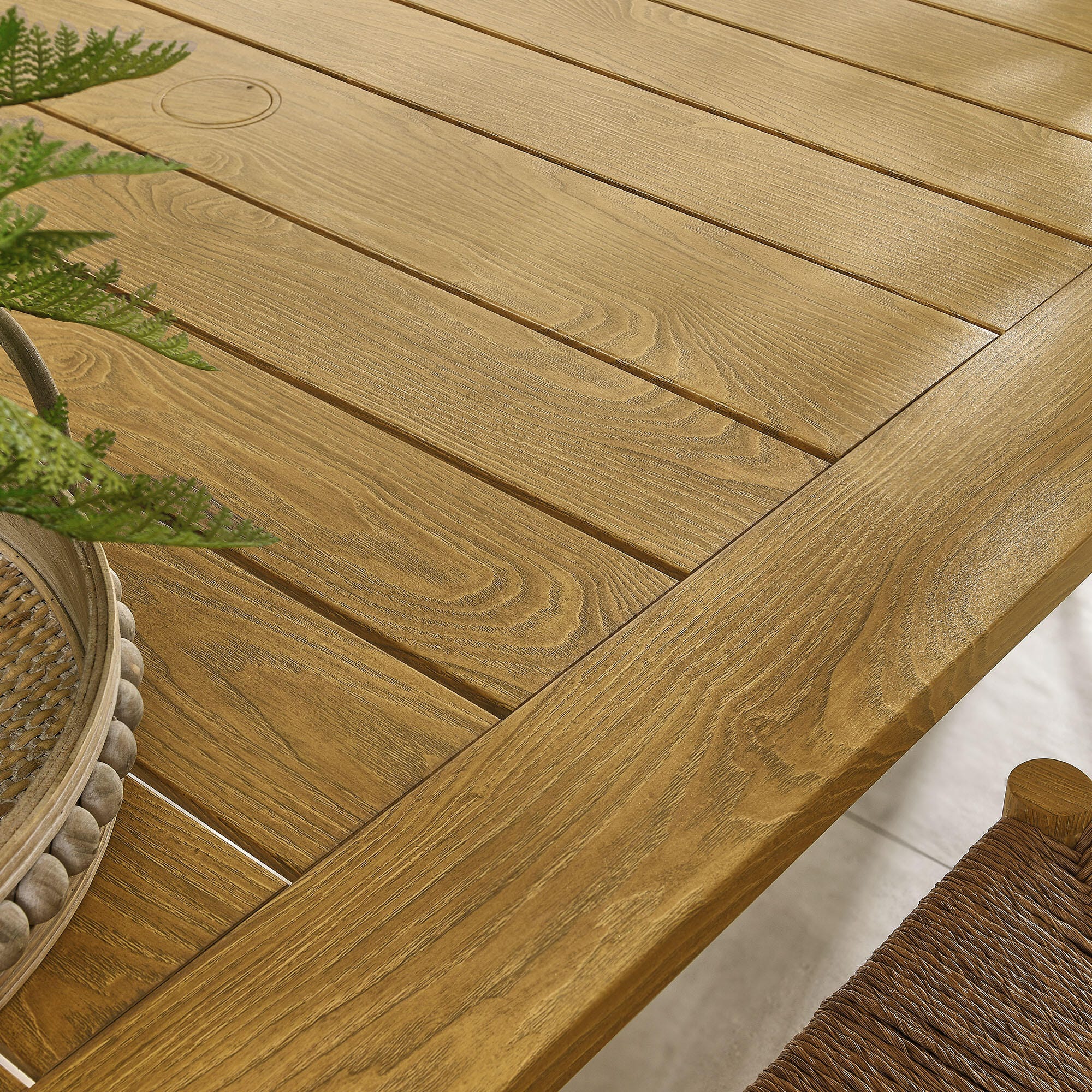 Modway Parkland Outdoor Dining Table, Natural, large