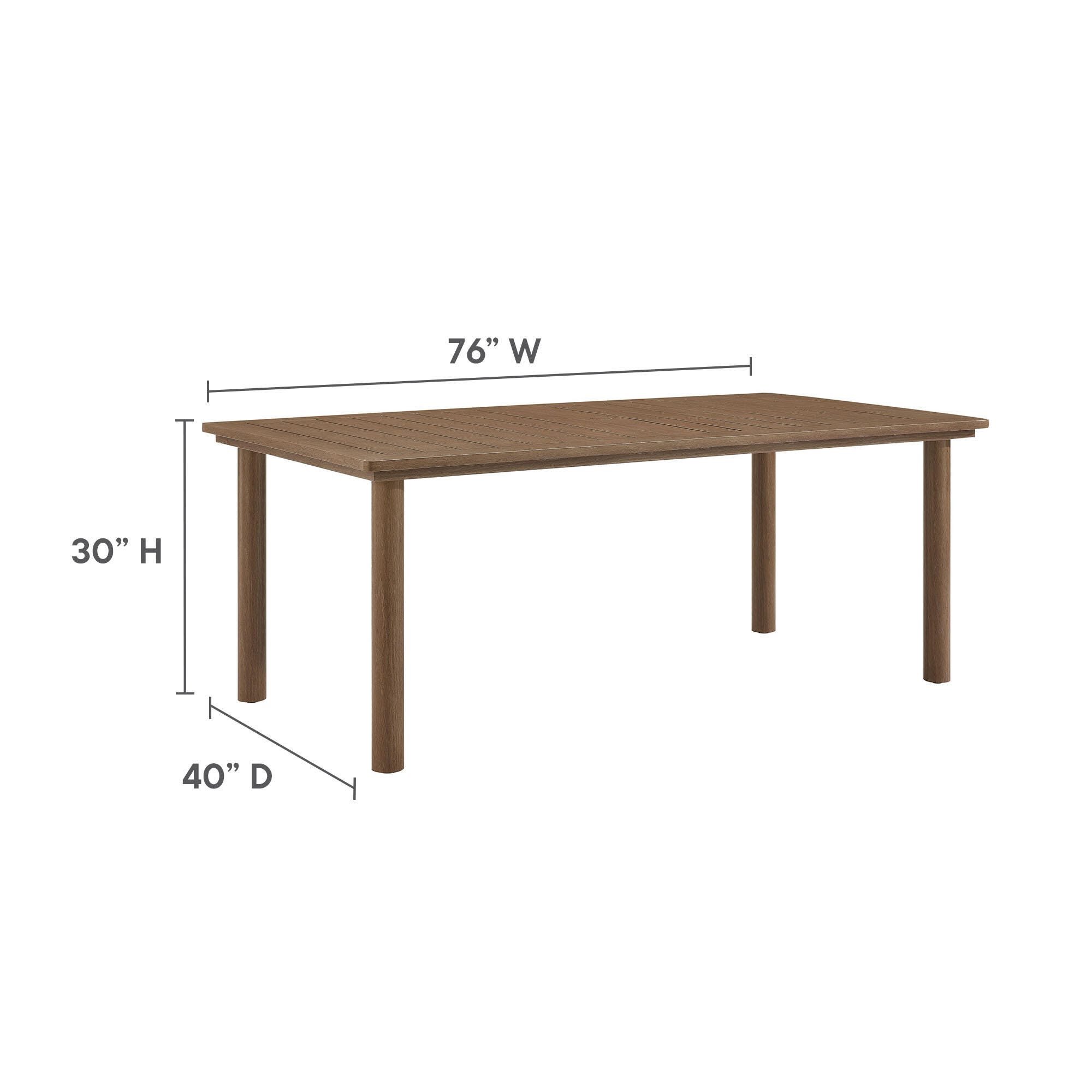 Modway Parkland Outdoor Dining Table, Walnut, large
