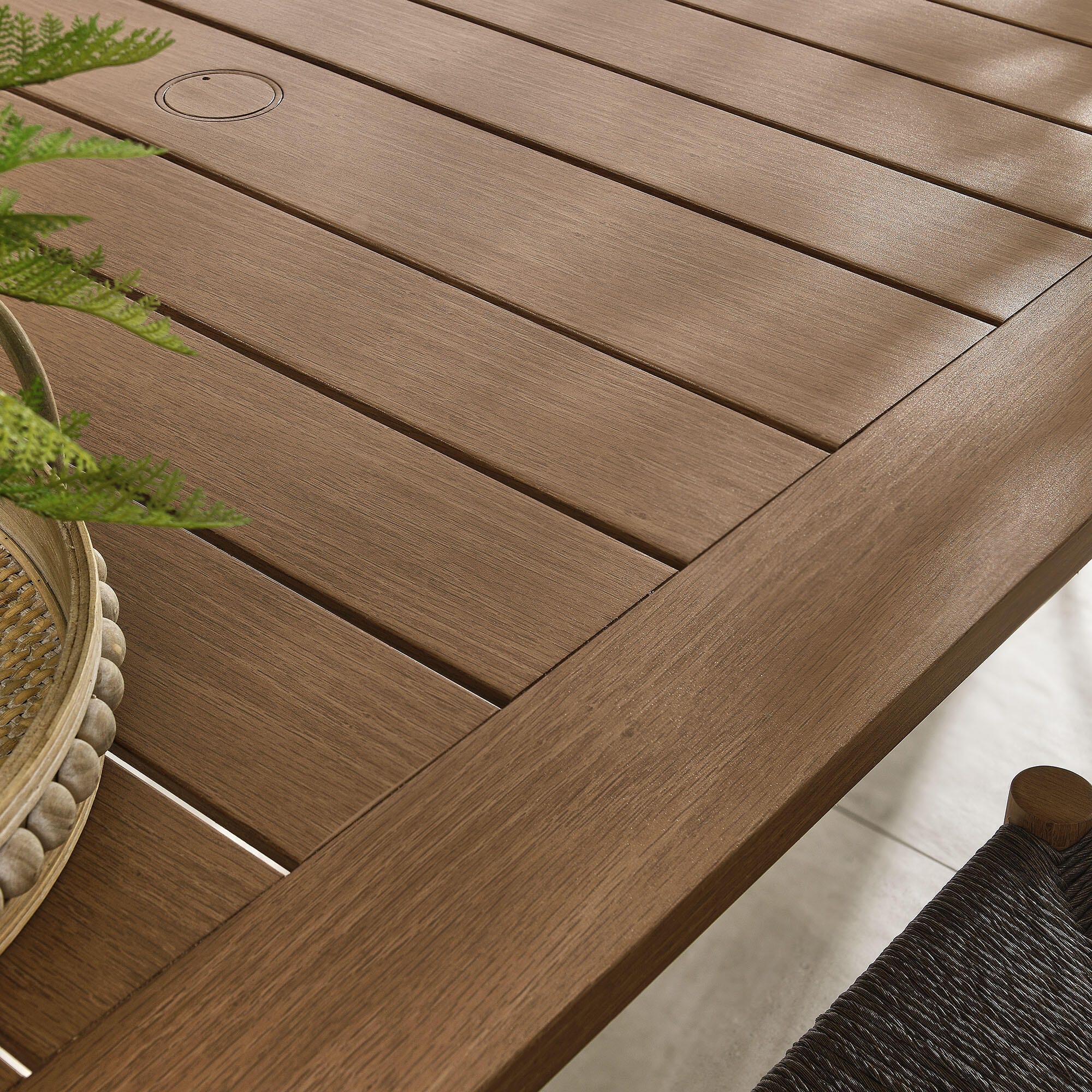 Modway Parkland Outdoor Dining Table, Walnut, large