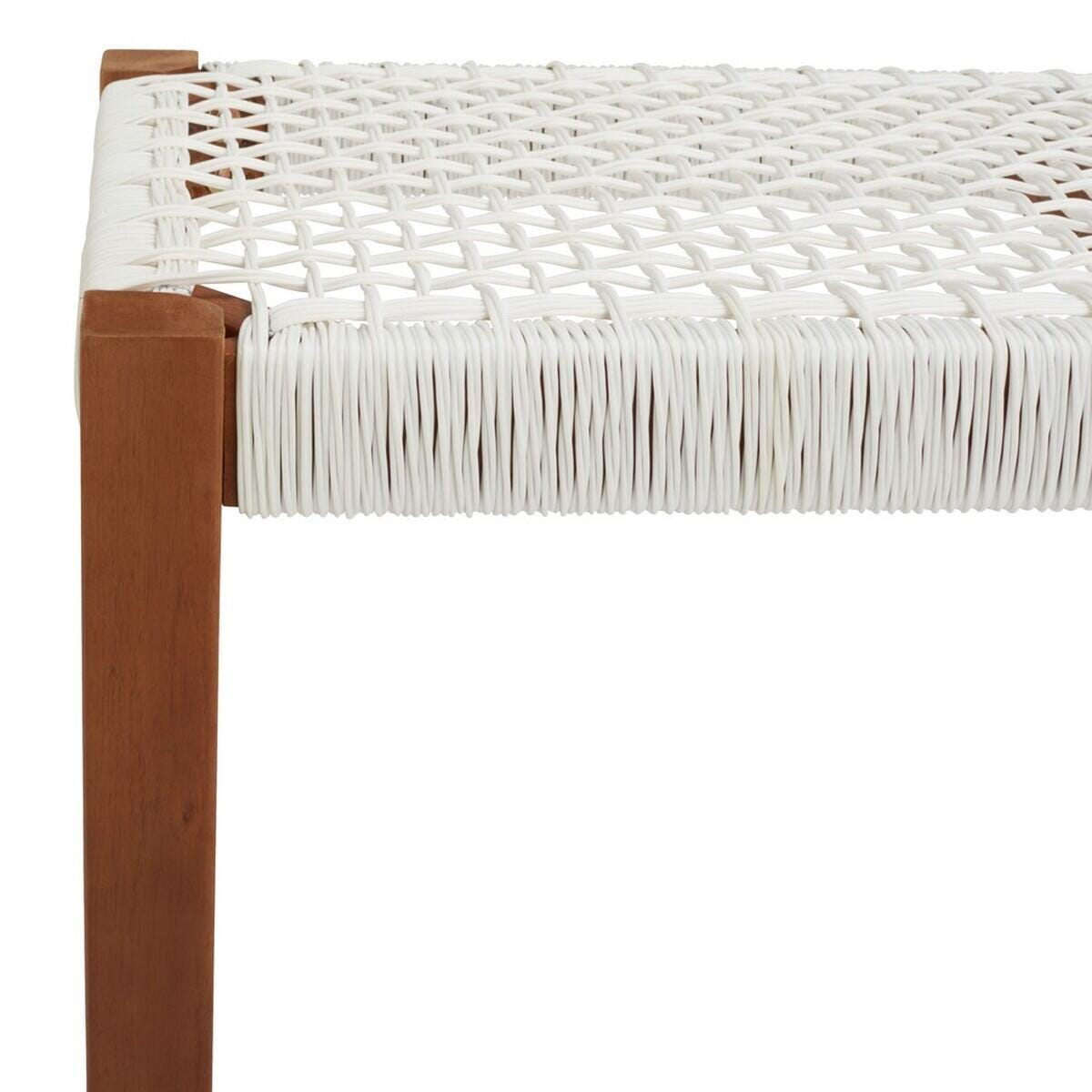 Safavieh Aquina Outdoor Dining Table and 2 Benches, Natural/White, large