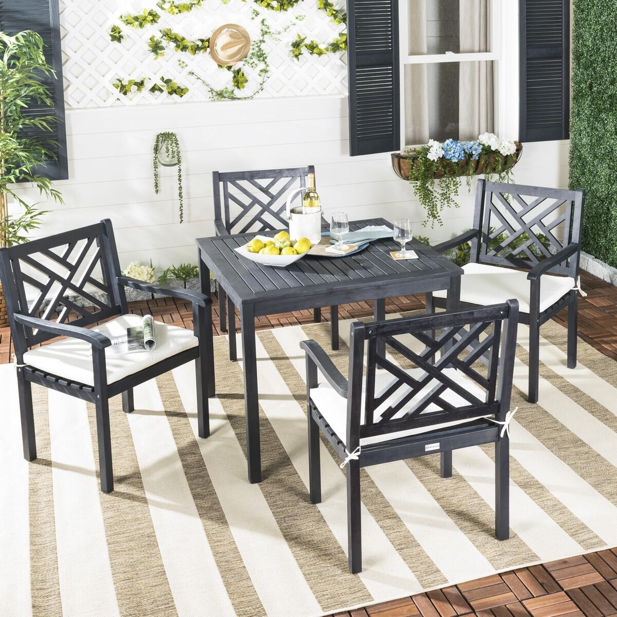 Safavieh Bradbury Outdoor Dining Table and 4 Chairs, , rollover