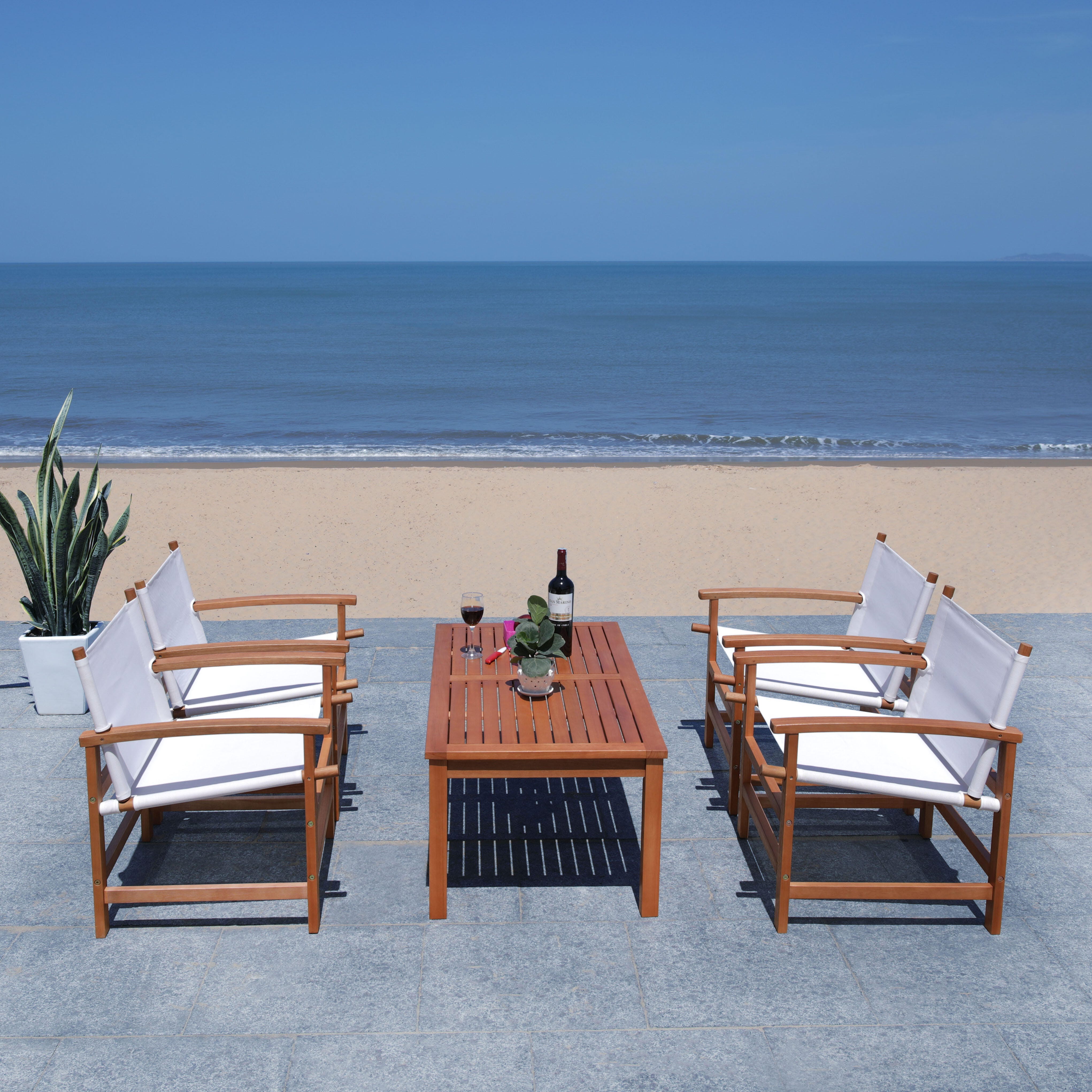 Safavieh Mardin Outdoor Dining Table and 4 Chairs, , large