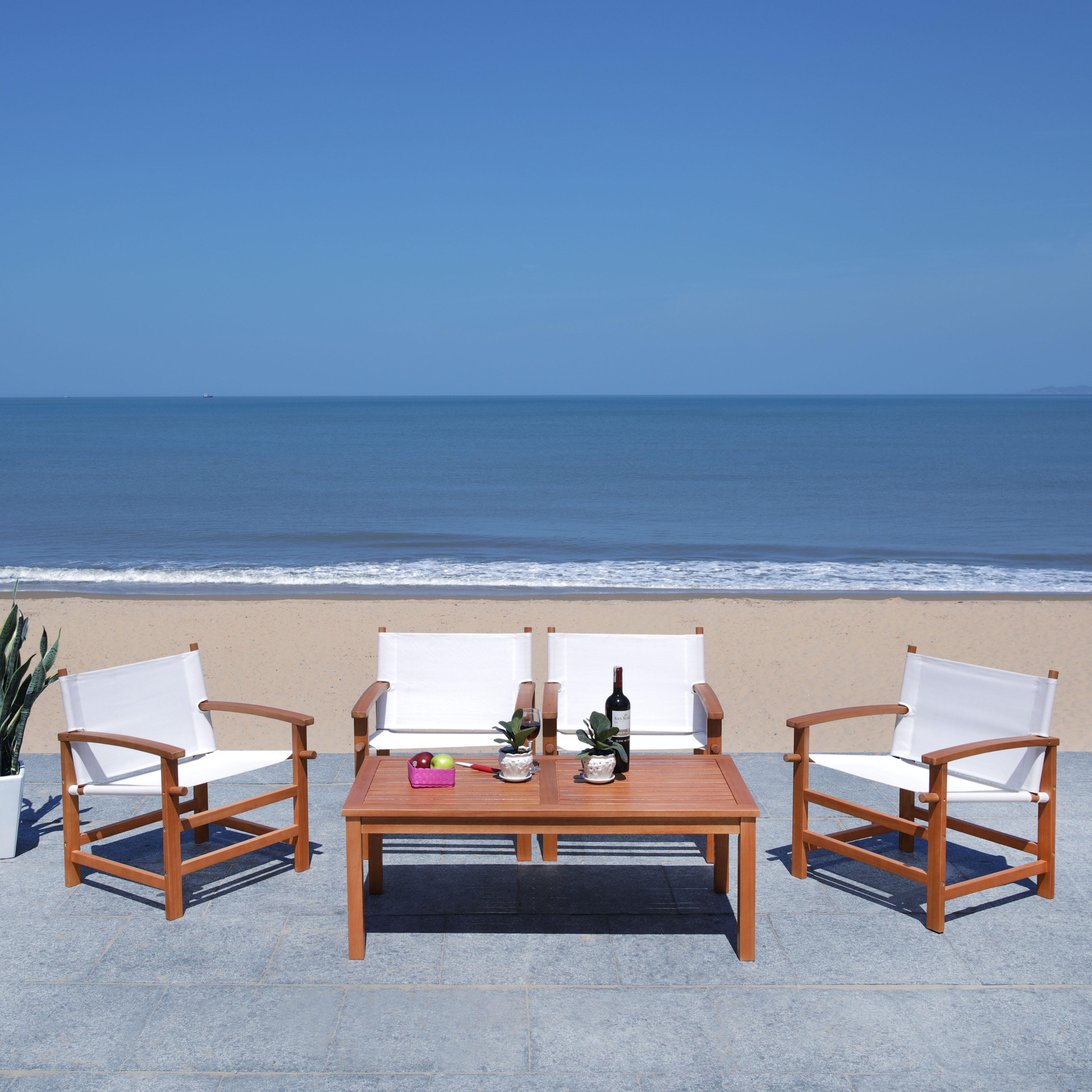 Safavieh Mardin Outdoor Dining Table and 4 Chairs, , large