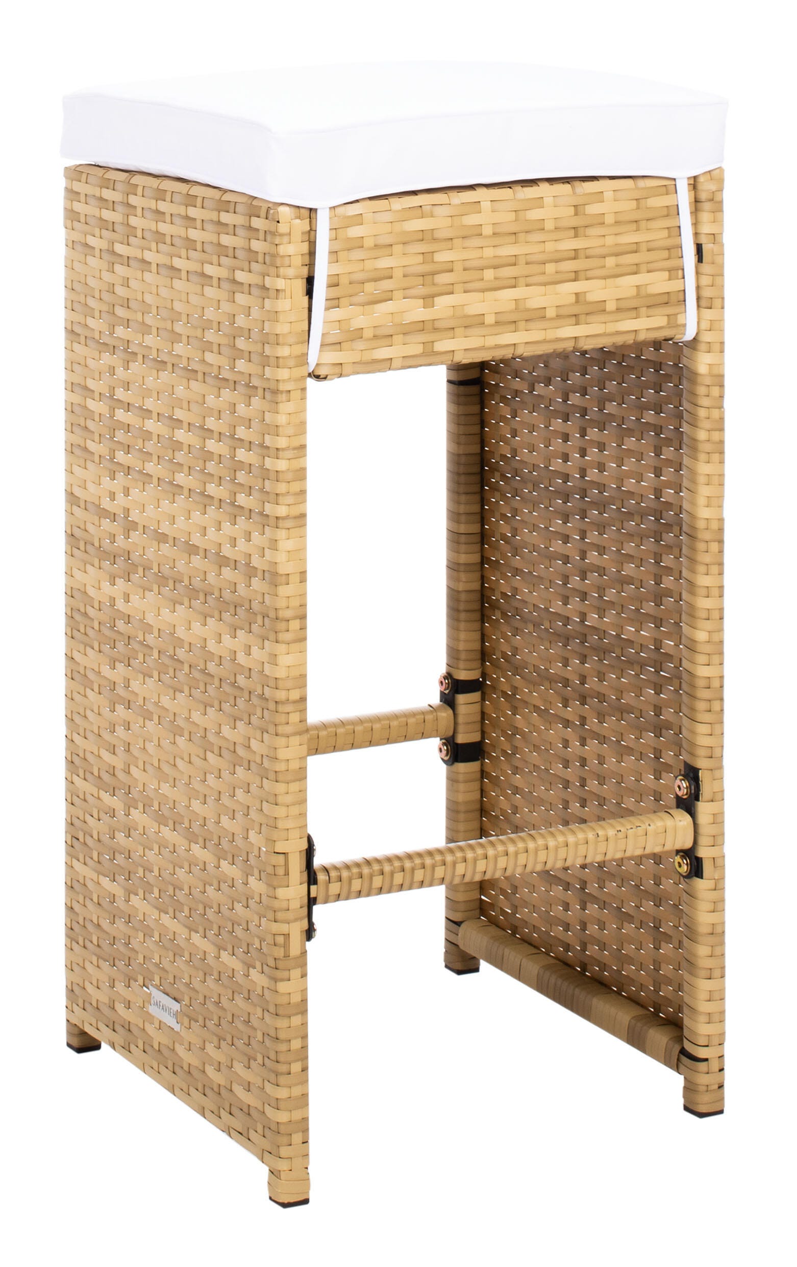 Safavieh Horus Outdoor Dining Table and 6 Stools, Natural/White, large