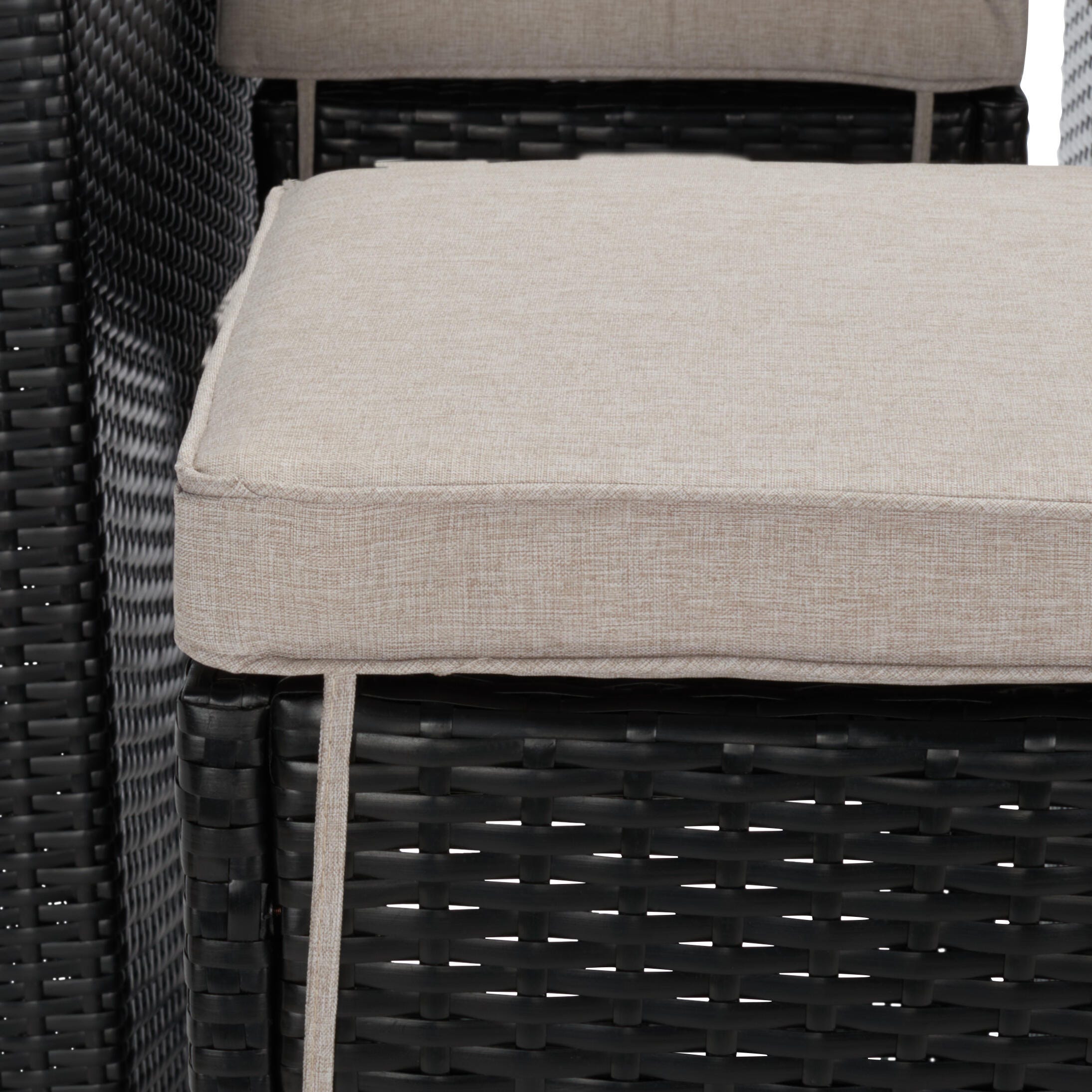 Safavieh Horus Outdoor Dining Table and 6 Stools, Black/Light Gray, large