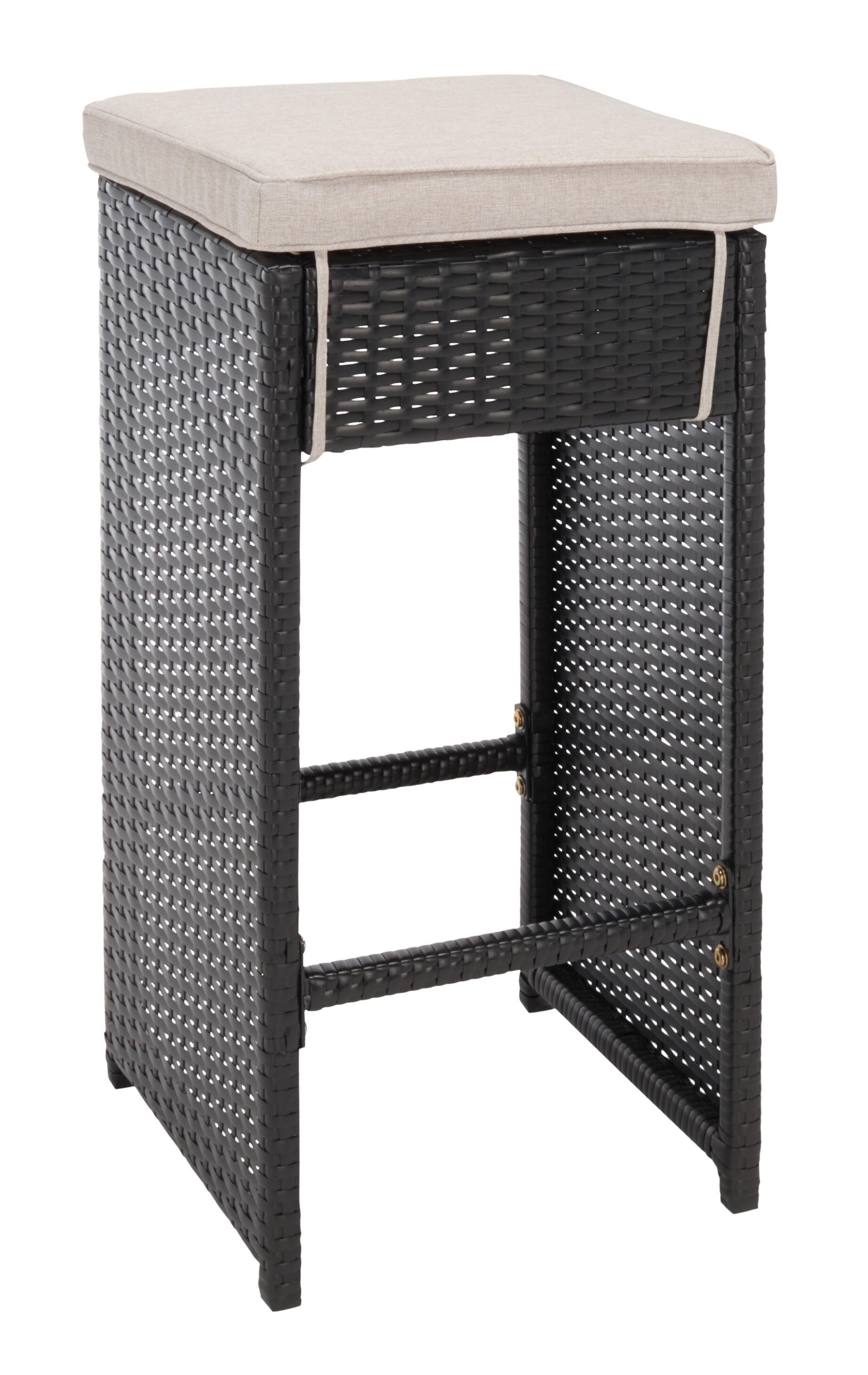Safavieh Horus Outdoor Dining Table and 6 Stools, Black/Light Gray, large