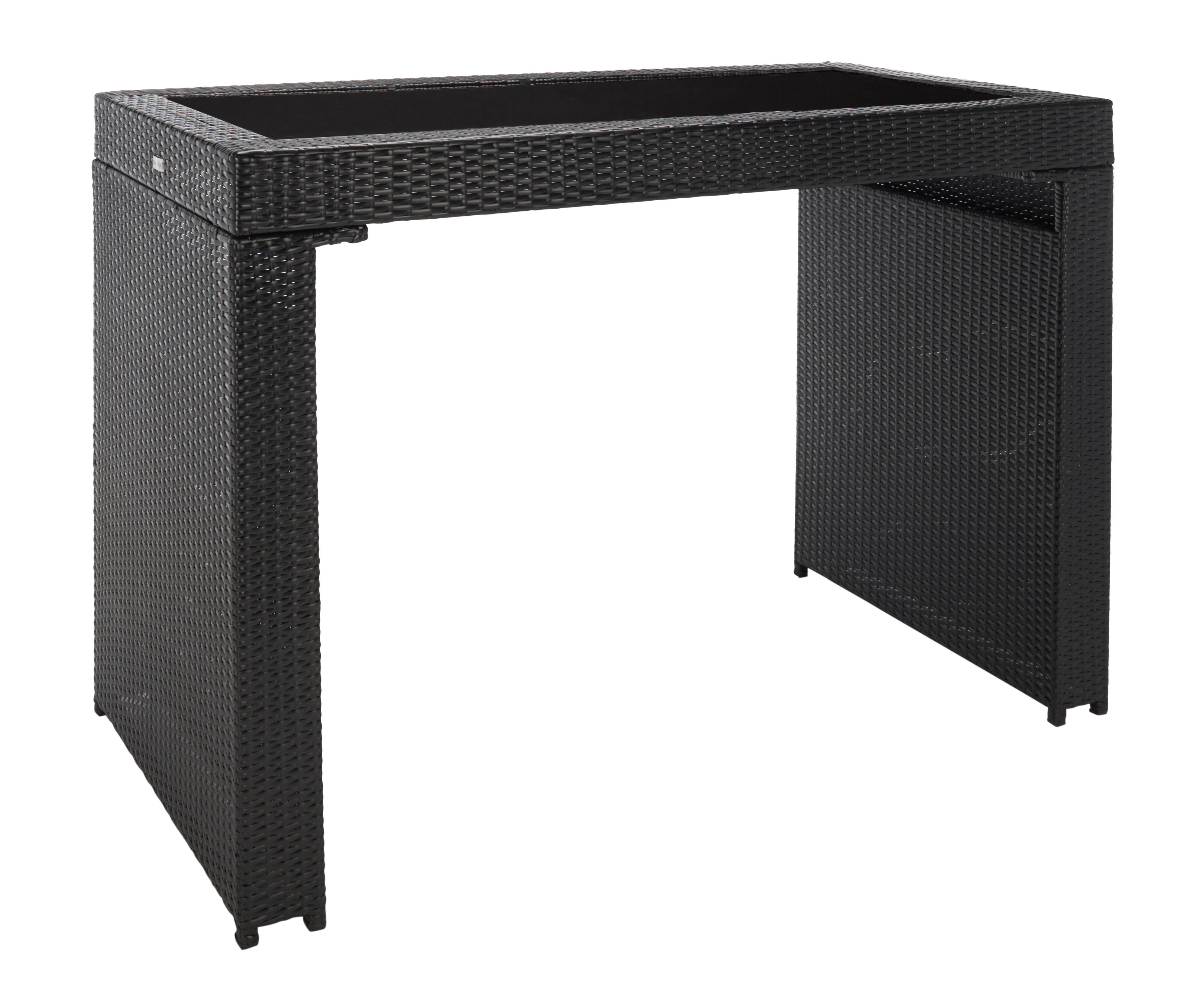 Safavieh Horus Outdoor Dining Table and 6 Stools, Black/Light Gray, large