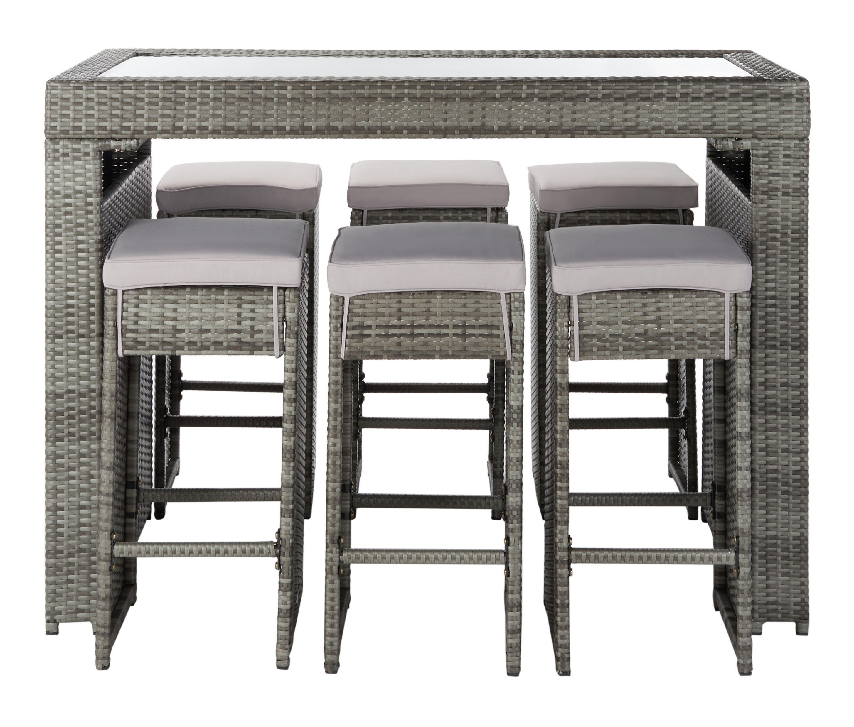 Safavieh Horus Outdoor Dining Table and 6 Stools, Gray/Gray, large